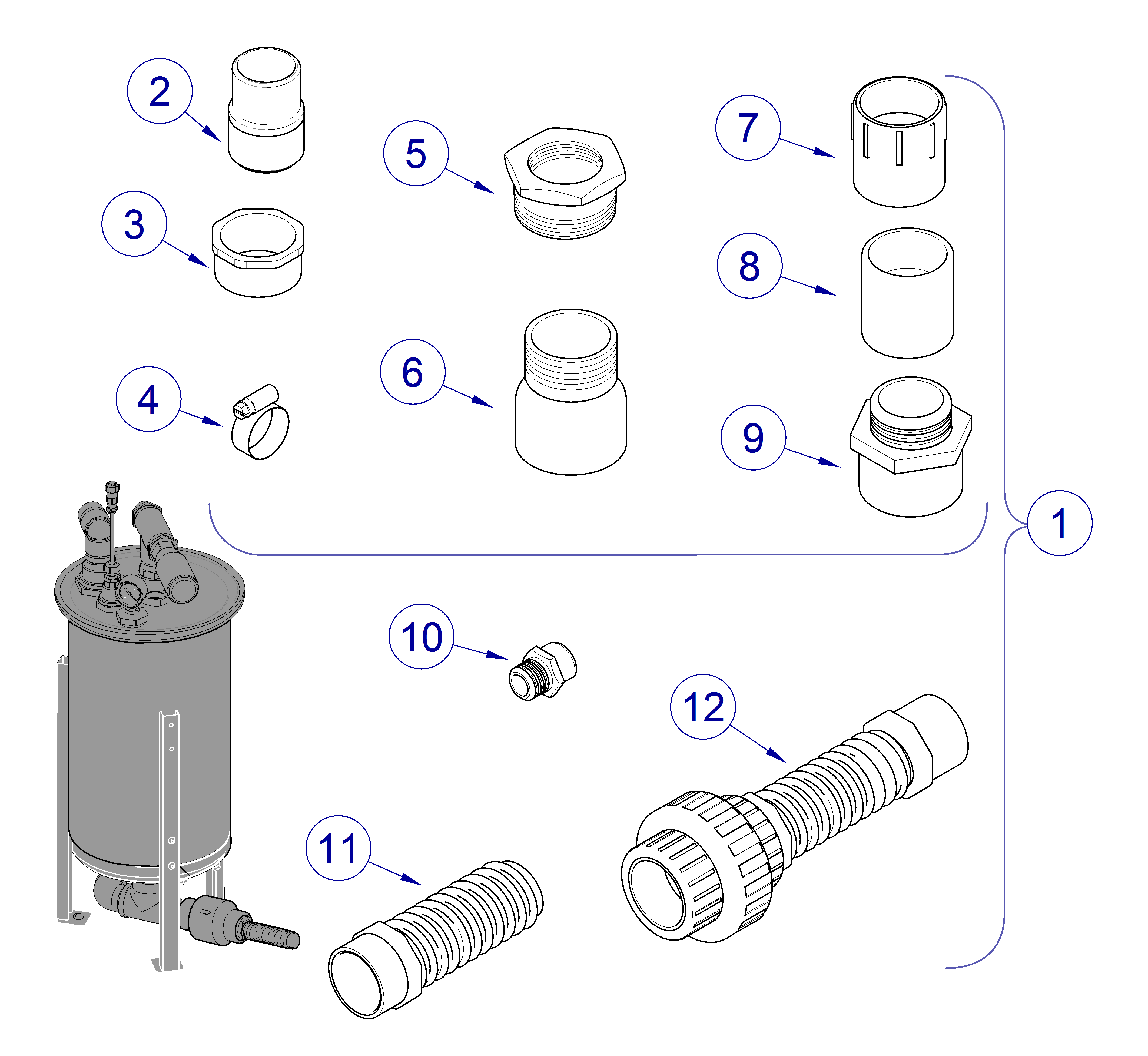 PowerVac P Separator Loose Parts