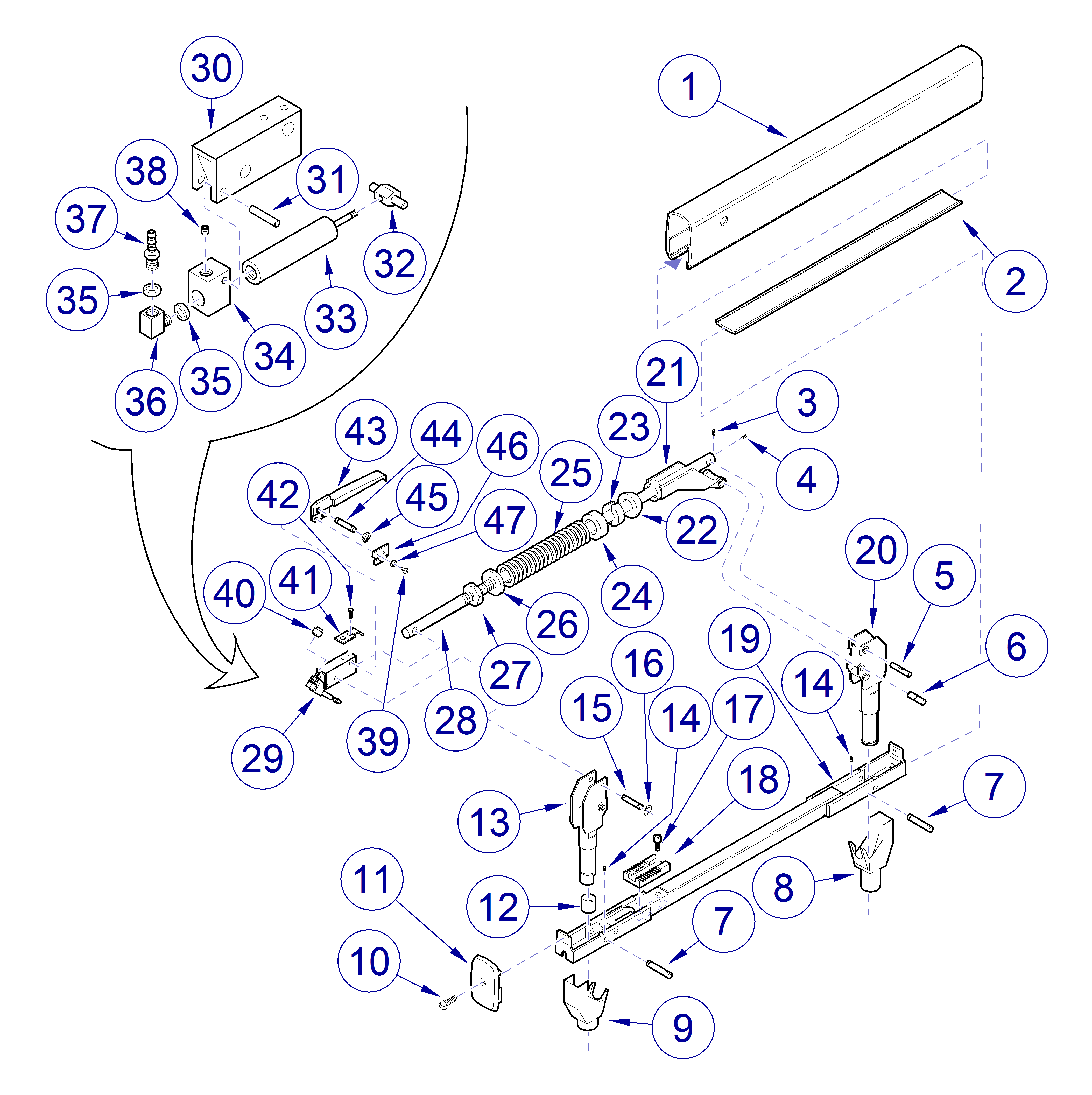 Asepsis 21 Delivery Unit Square Air Lock Flex Arm Assembly