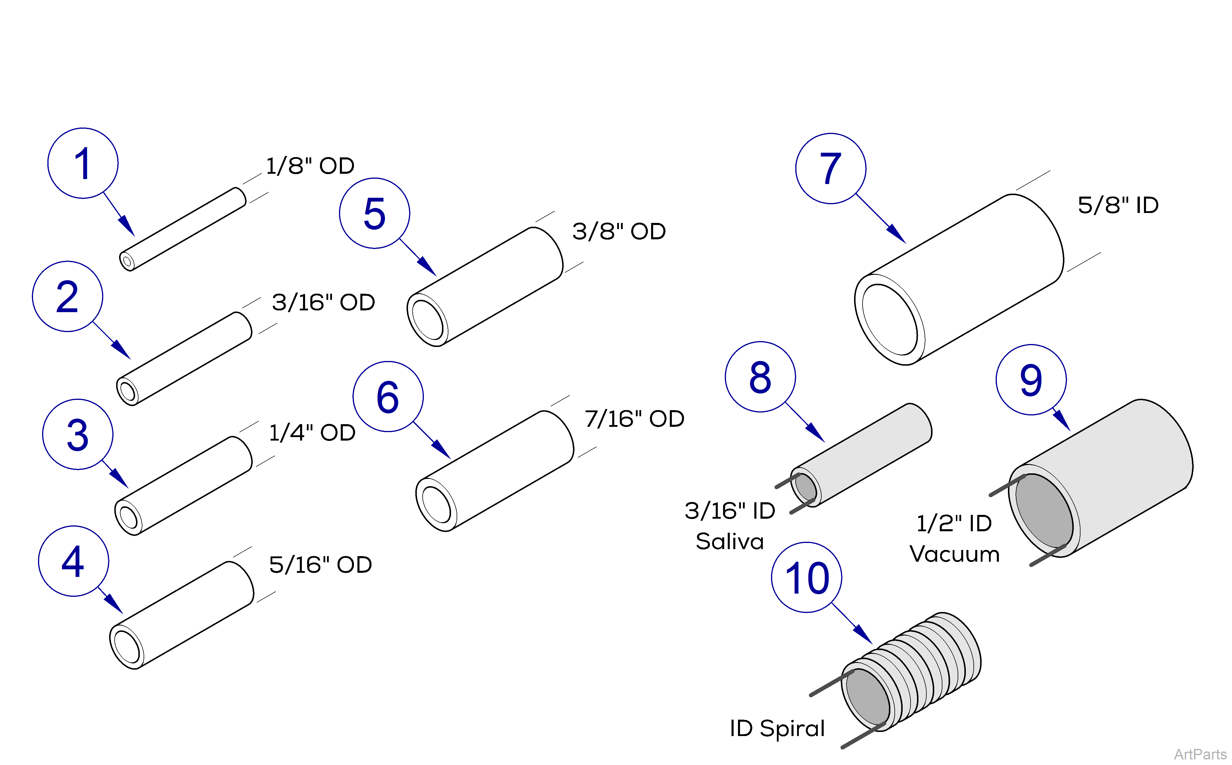 Dental Delivery Internal Tubing 