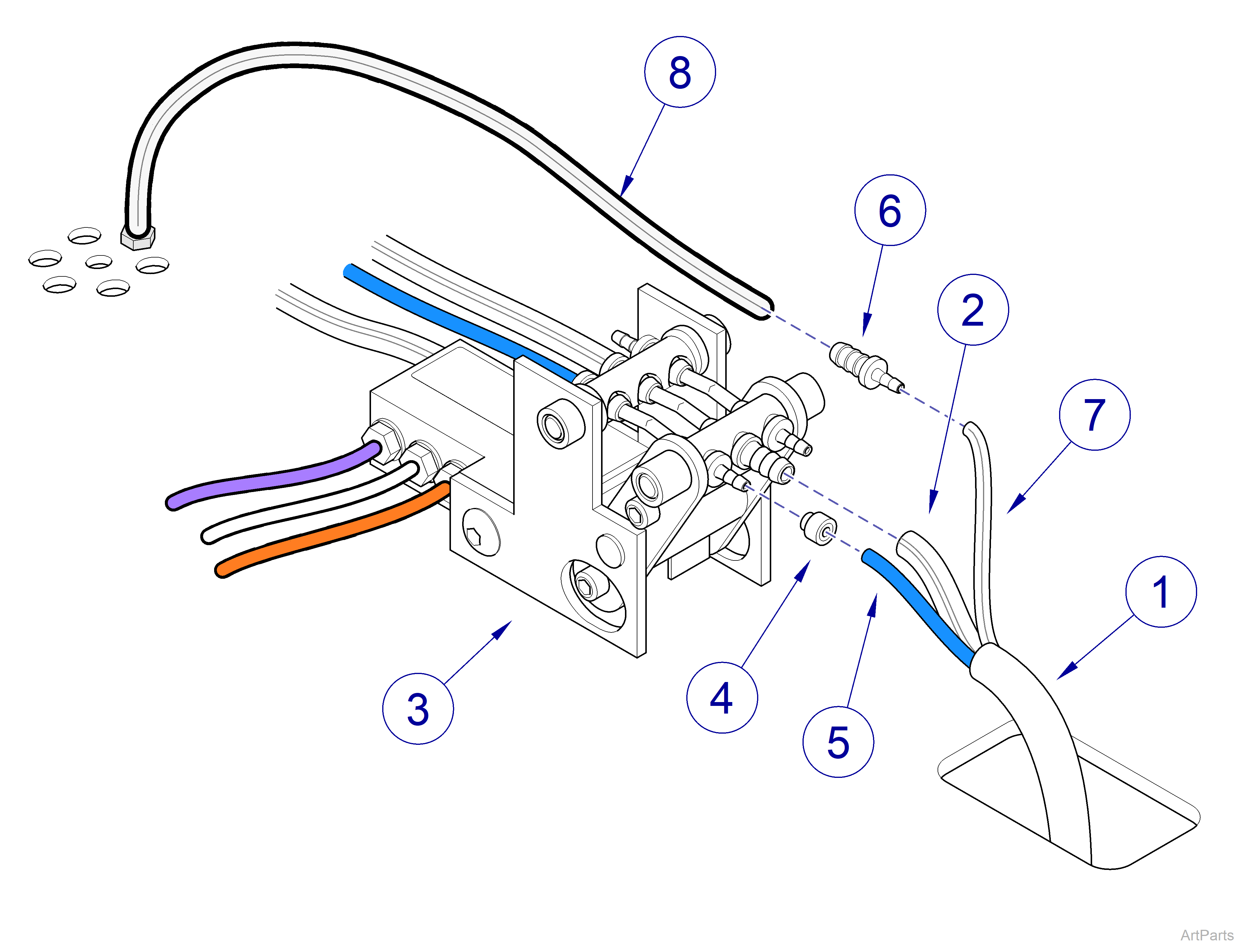 Procenter Delivery Unit Installation of  Lares Handpiece Tubing