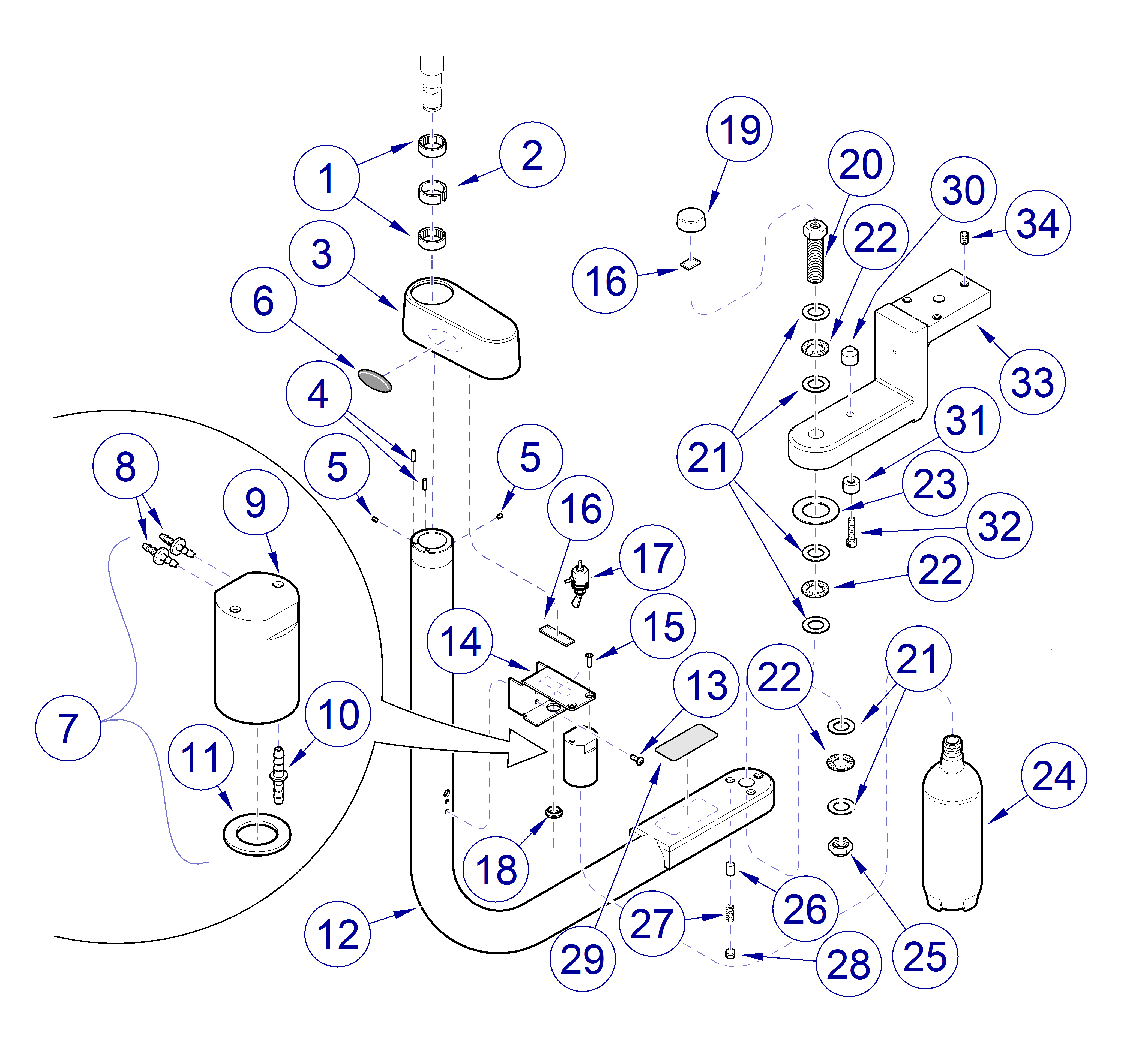 Asepsis 21 Delivery Unit LR Unit Arm Assembly