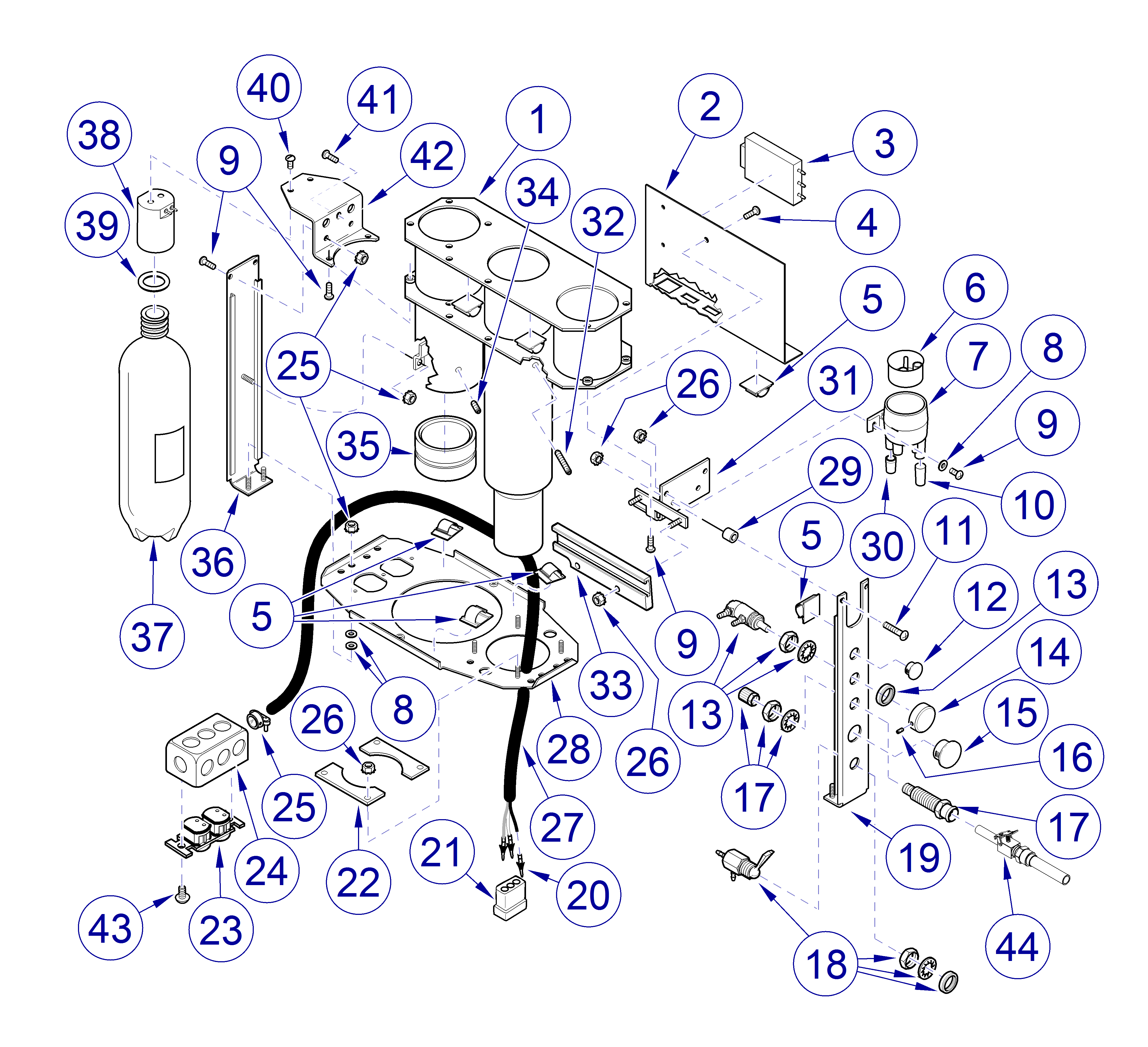 Asepsis 21 Delivery Unit Chair Mounted Console Assembly Internal Components