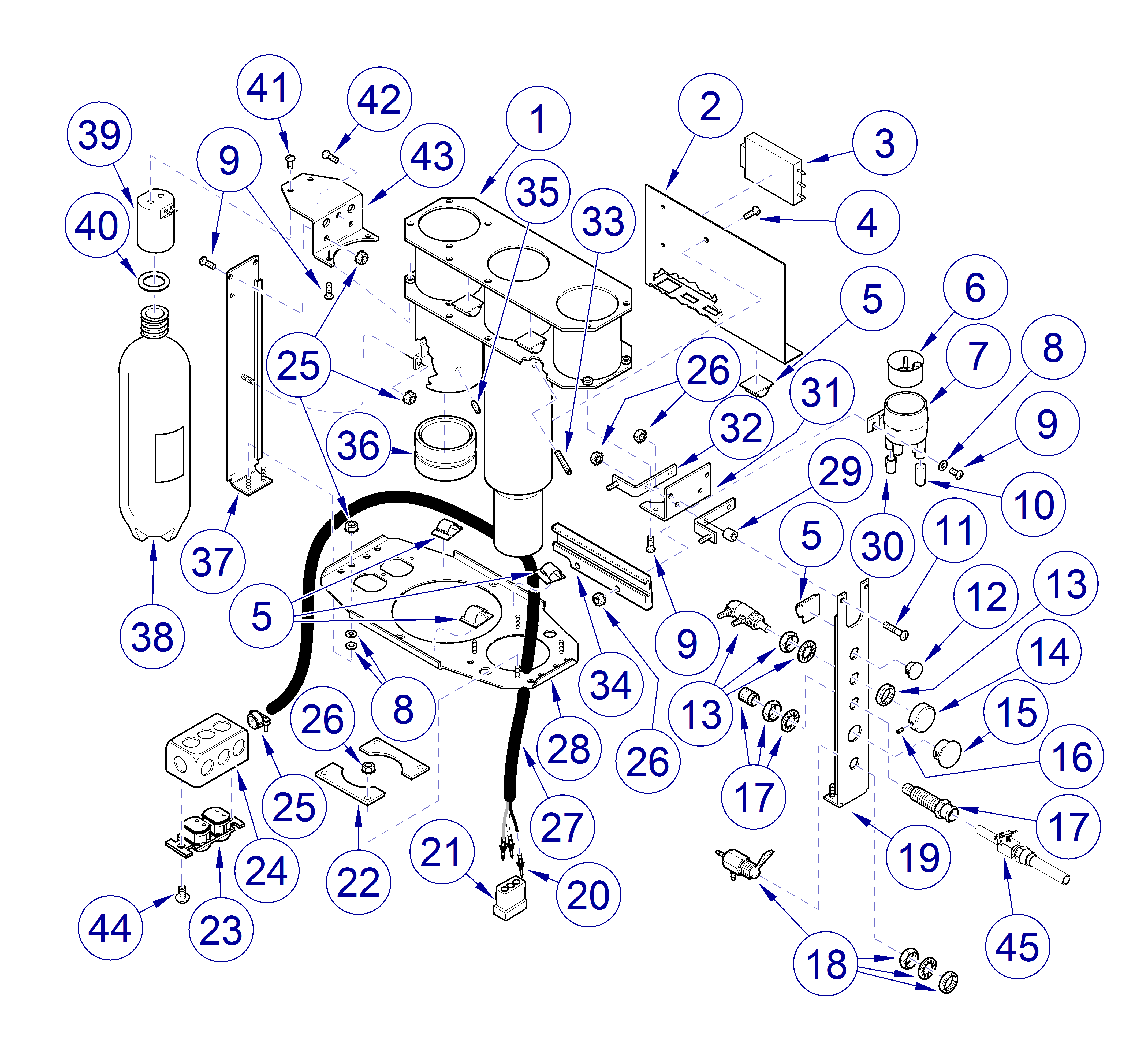 Asepsis 21® Delivery Chair Mounted Console Assembly Internal Components