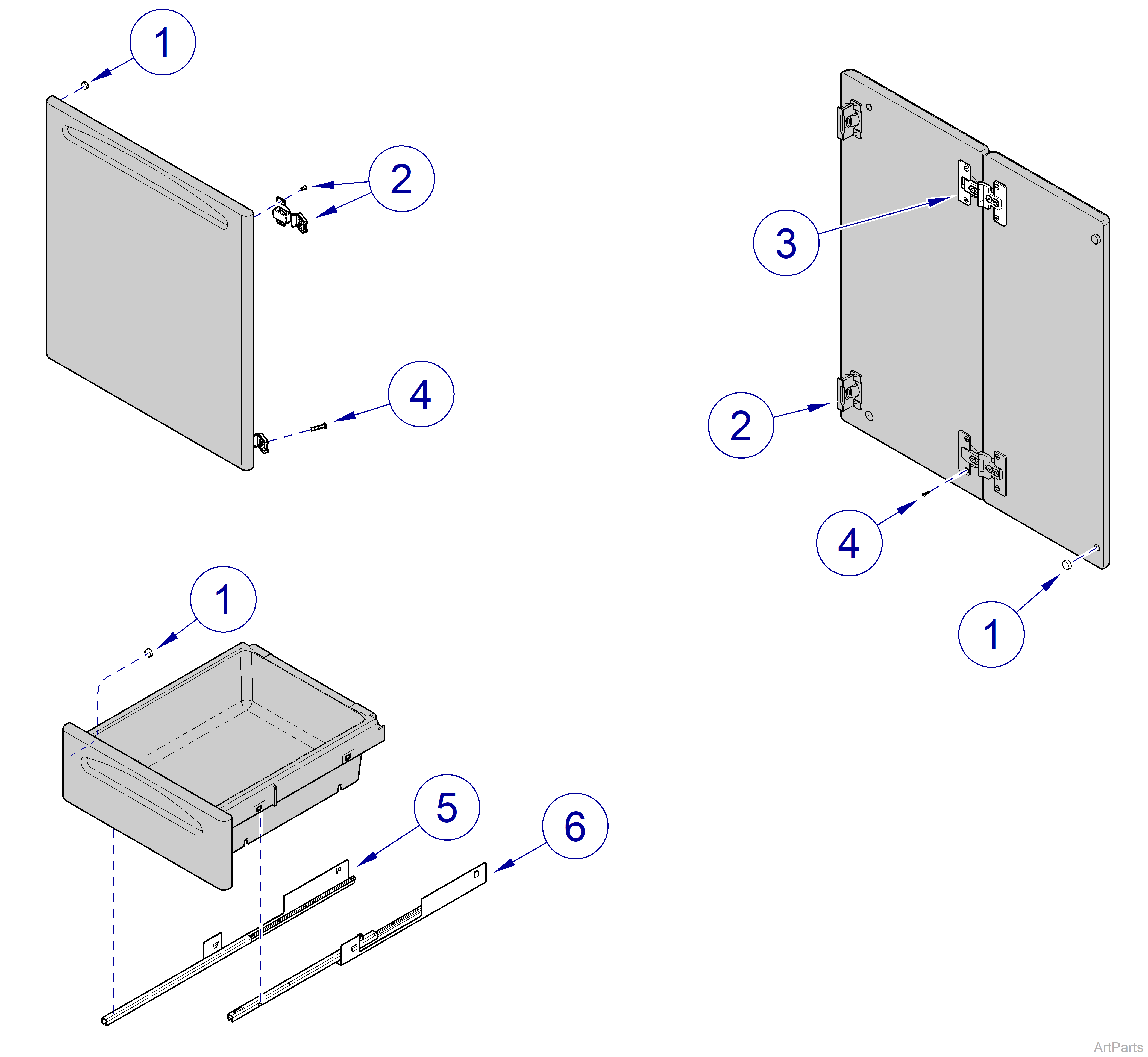 Integra™ Side Cabinetry Door and Drawer Components