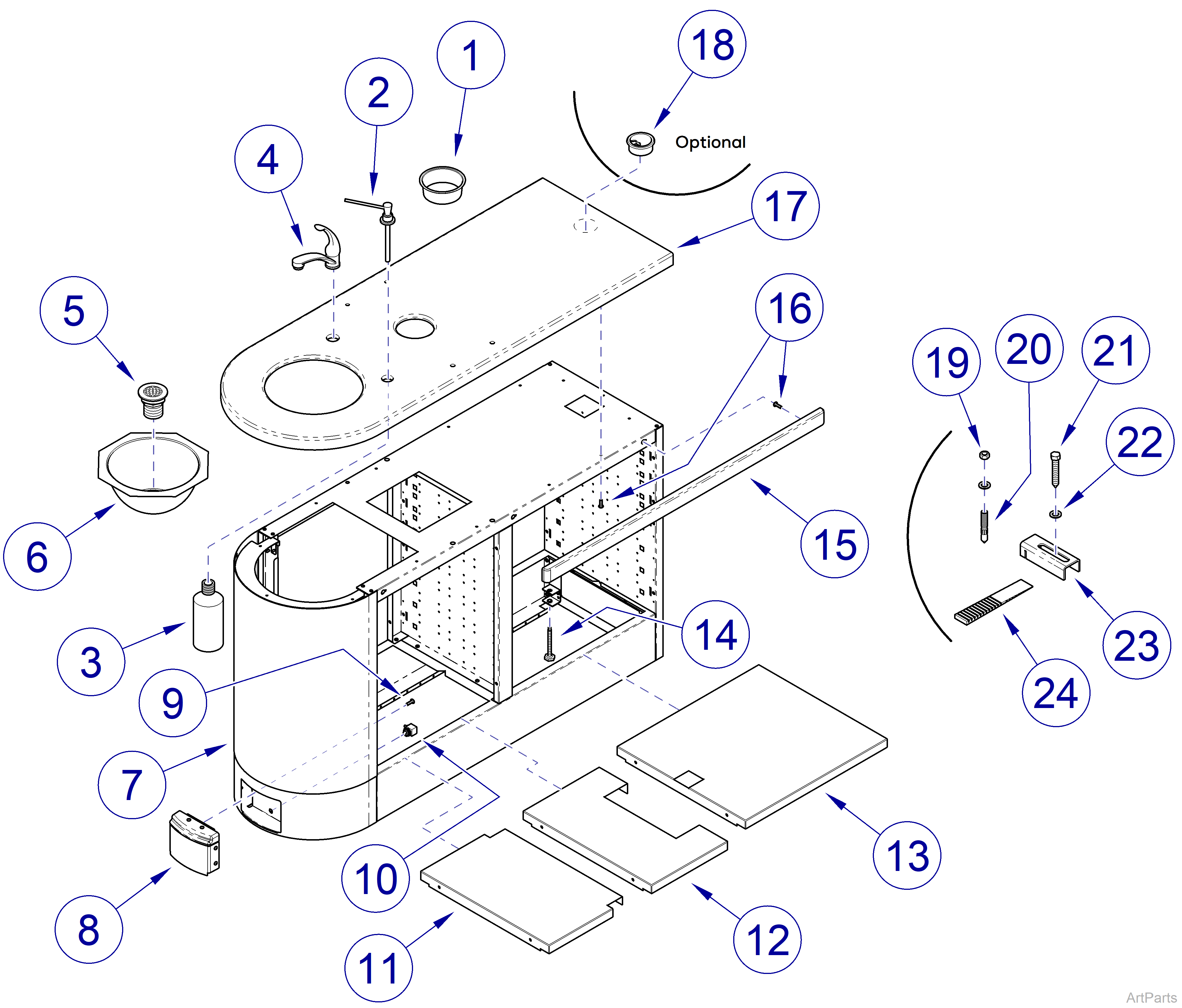 Integra™ Center Console Sink Component Options