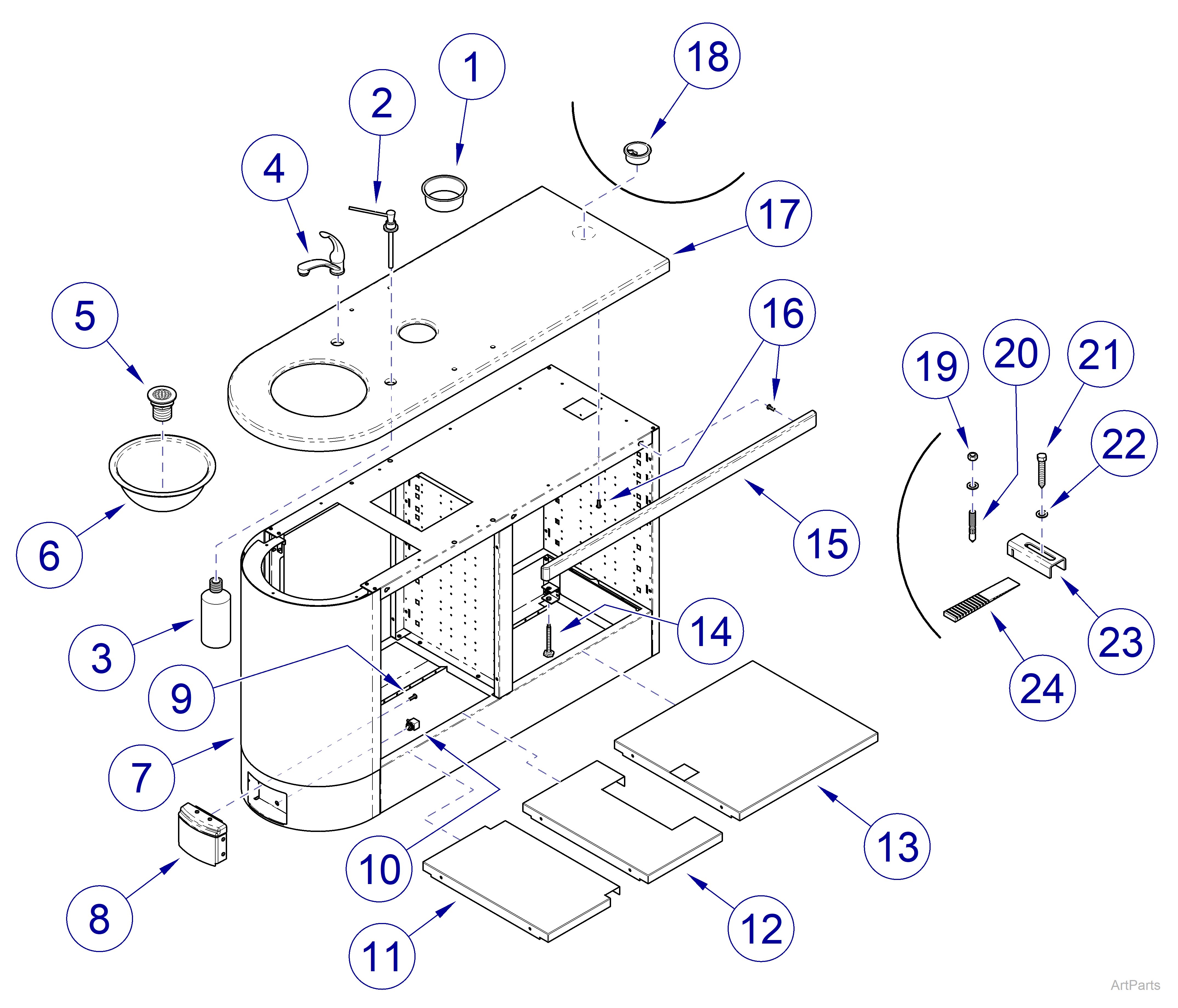 Integra™ Center Console Sink Component Options