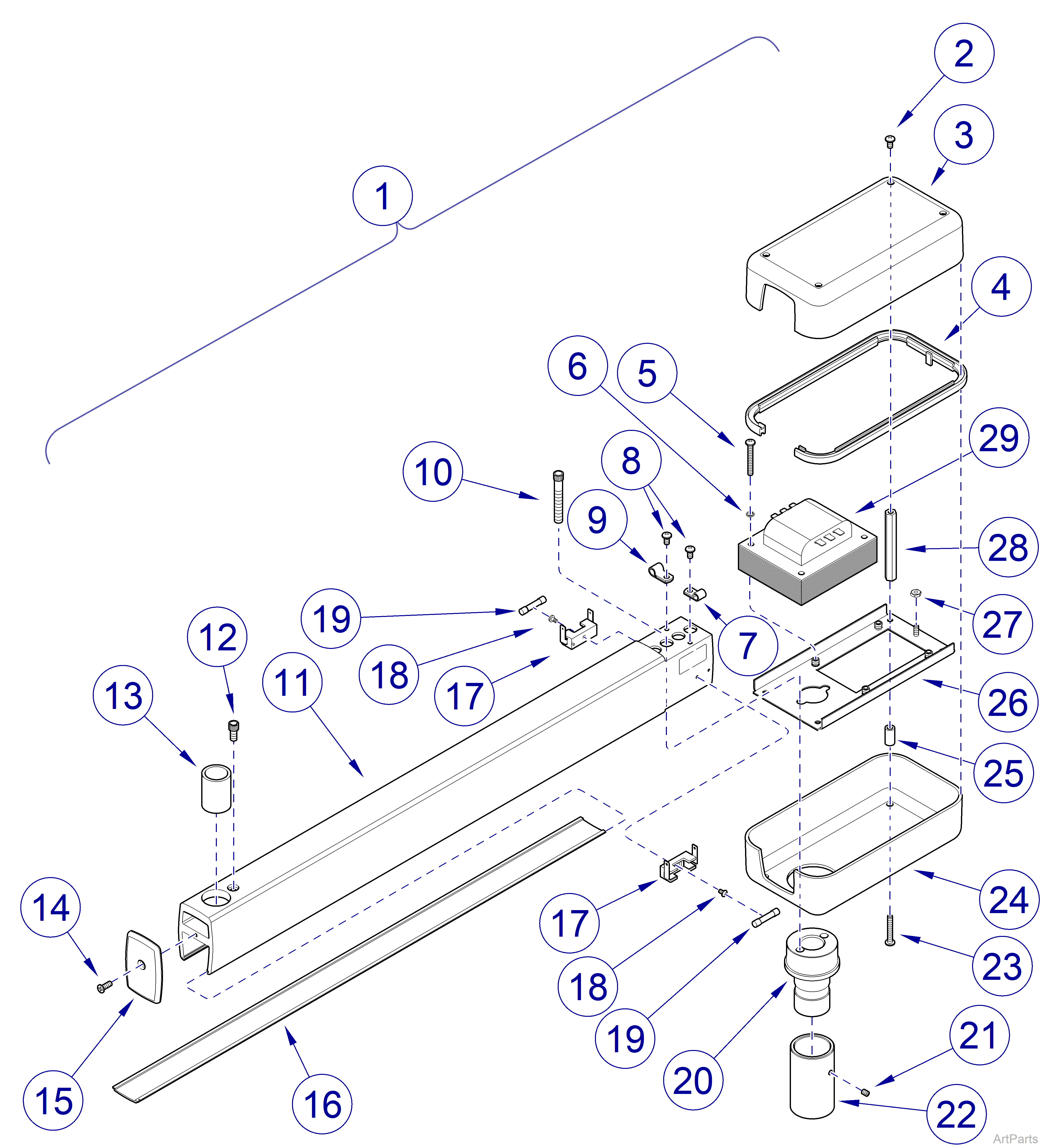 Universal Mounted Lights, Universal Fixed Arm Assembly 153639