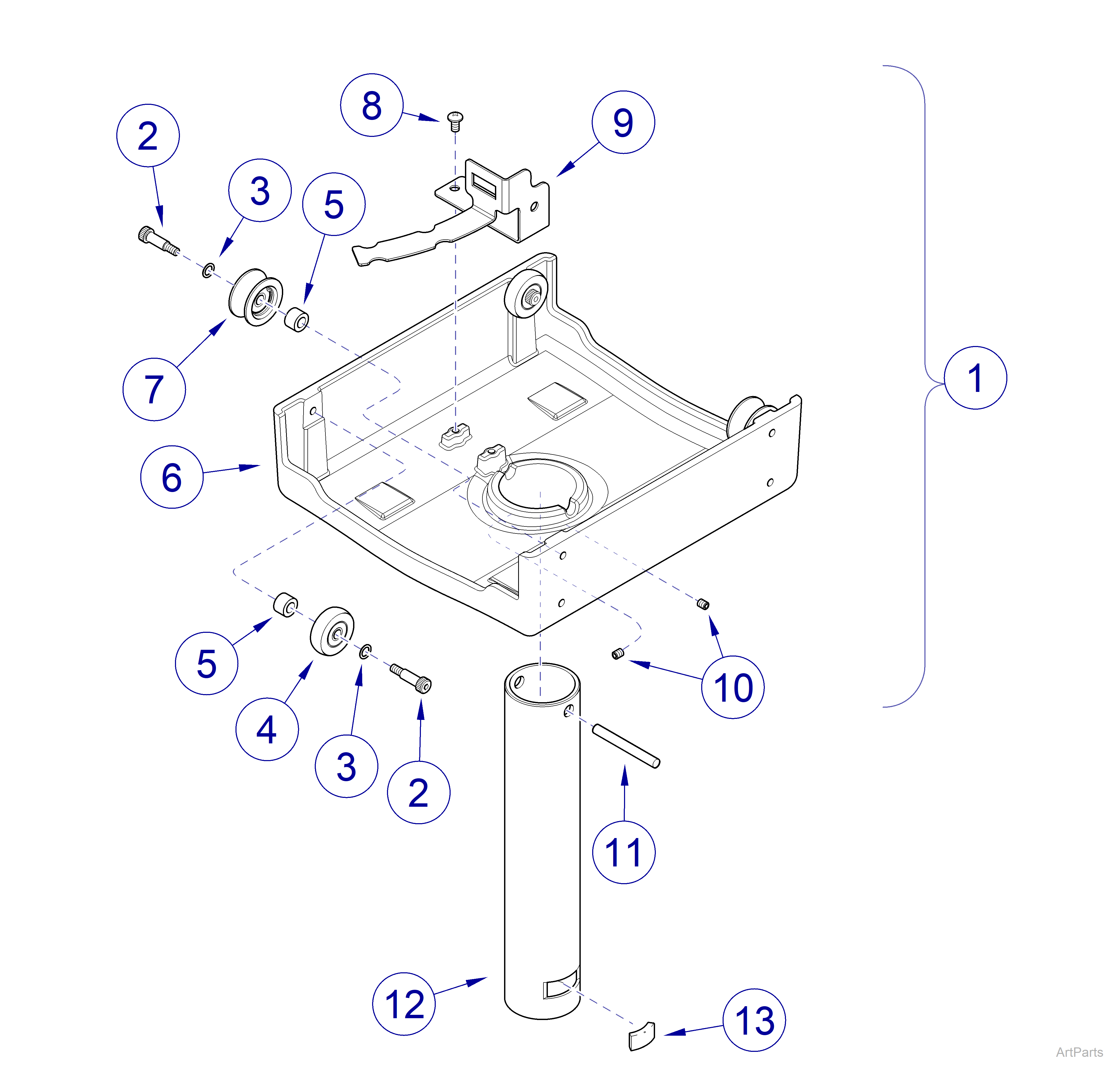 Track Mounted Lights, Light Trolley Assembly 029-2729-00