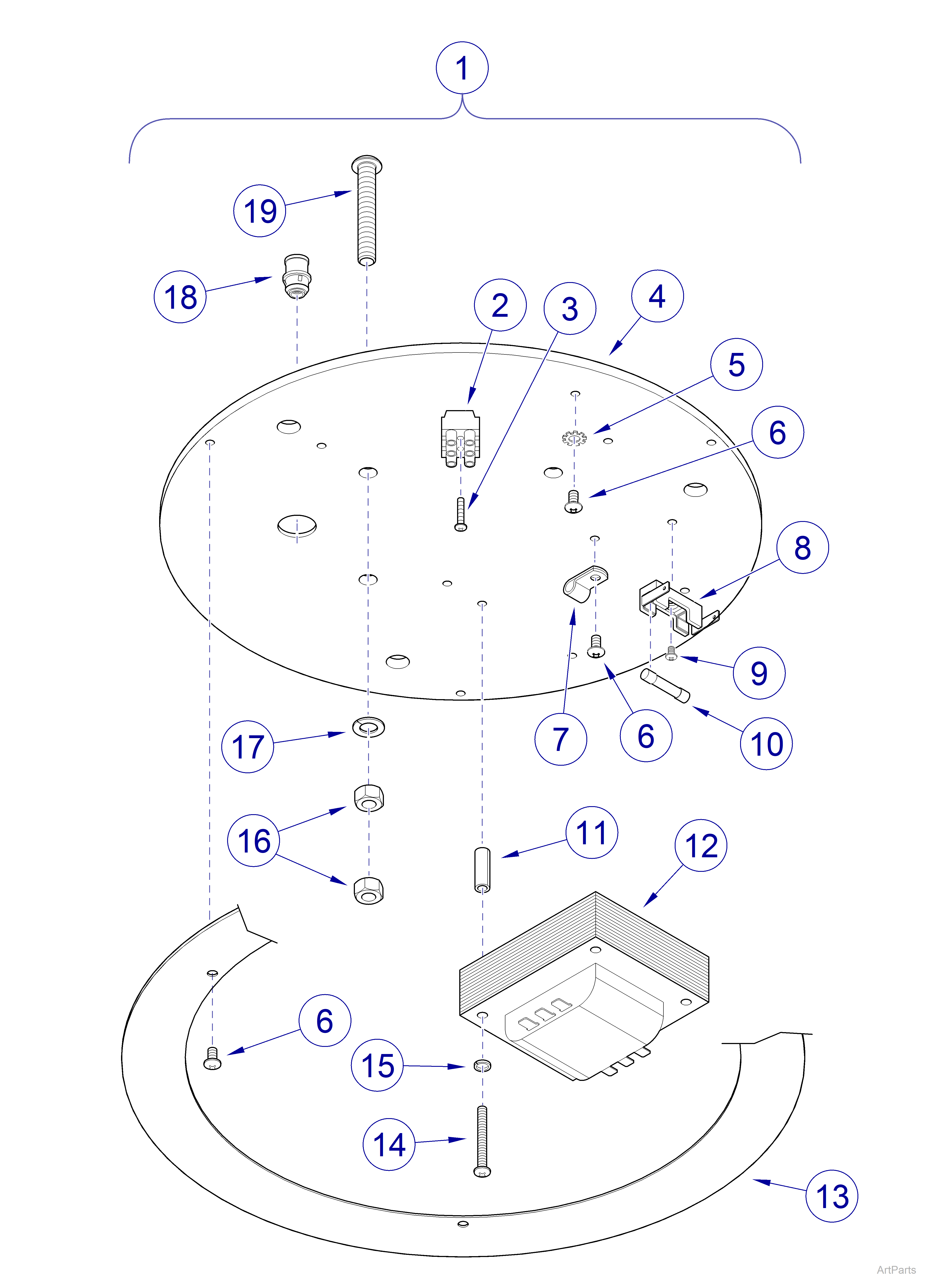  Ceiling Mount / Fixed Arm- Ceiling Plate 