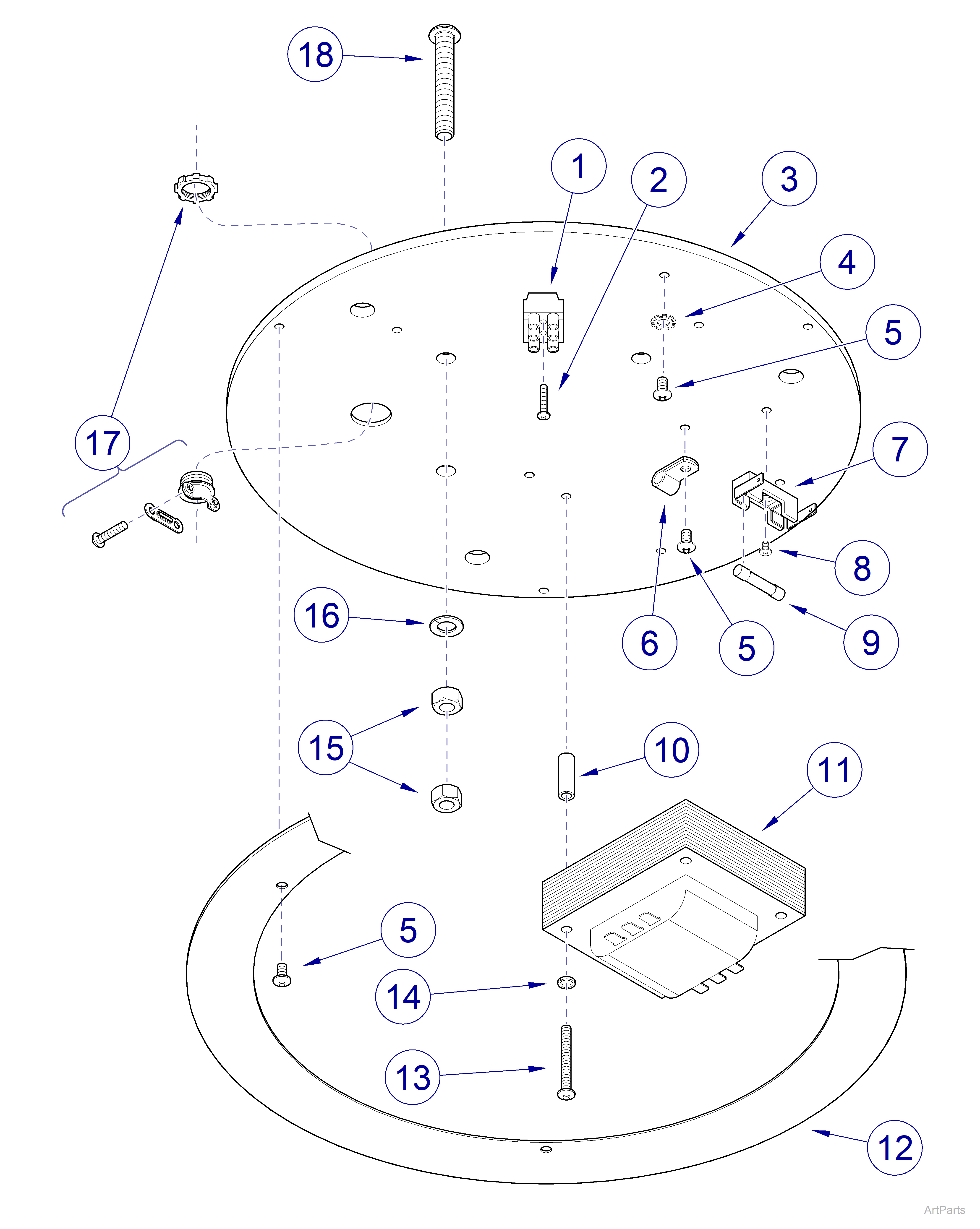  Ceiling Mount / Fixed Arm- Ceiling Plate