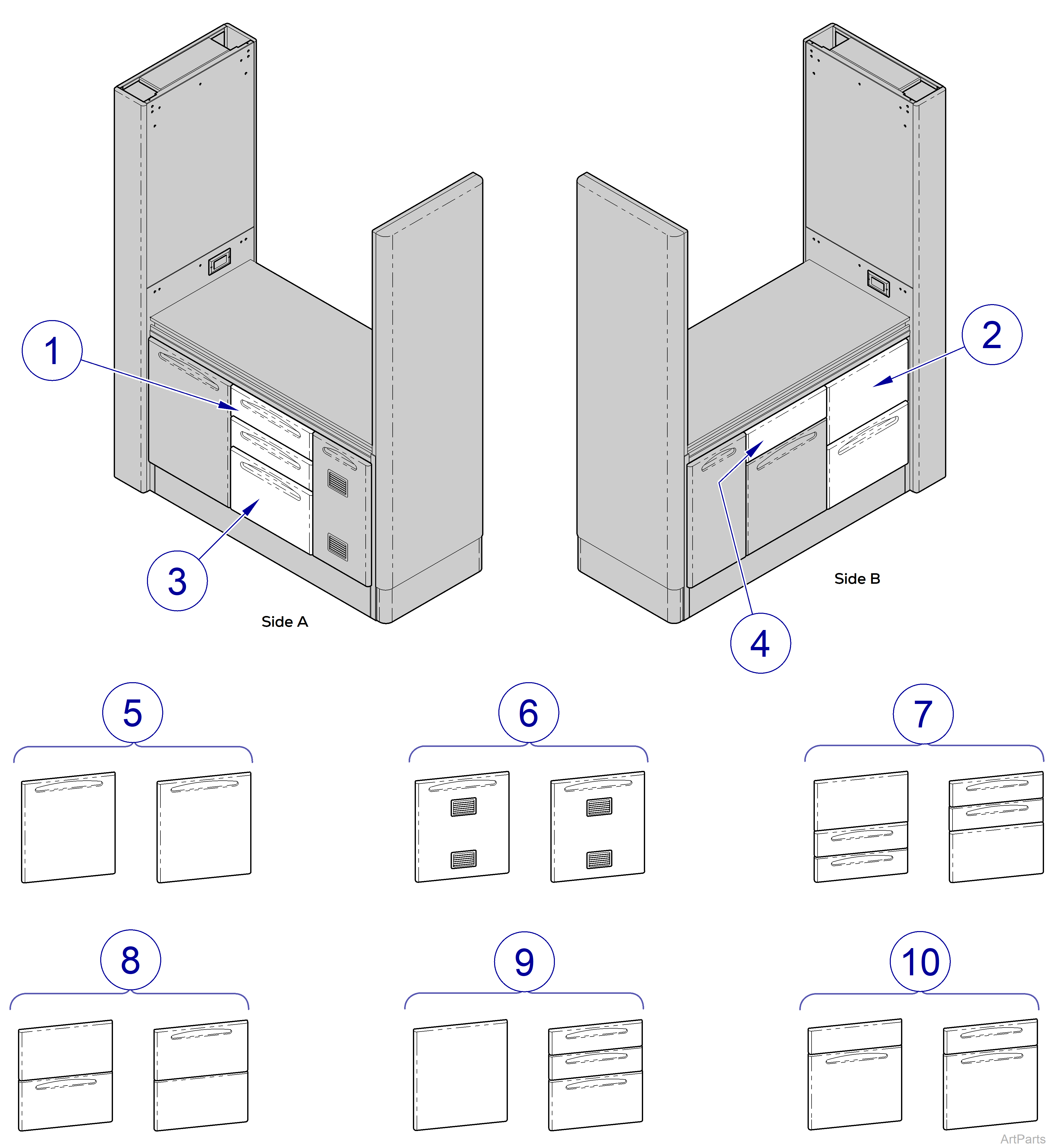 Integra™ Center Console 48" Equipment Base Drawer Options