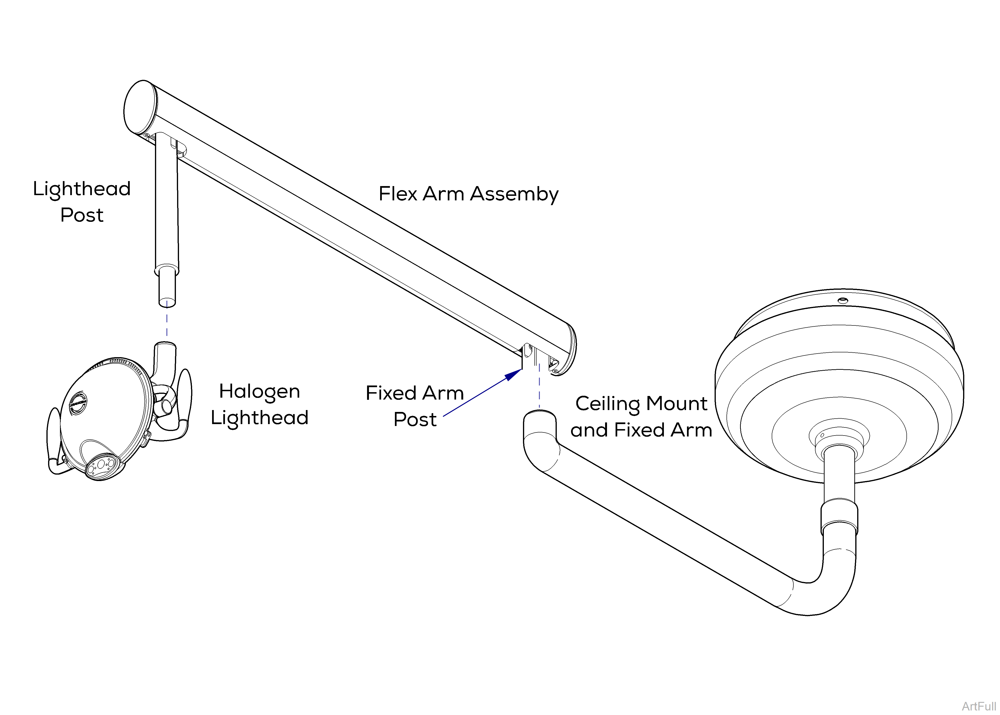 Ceiling Mounted Dental Halogen Light