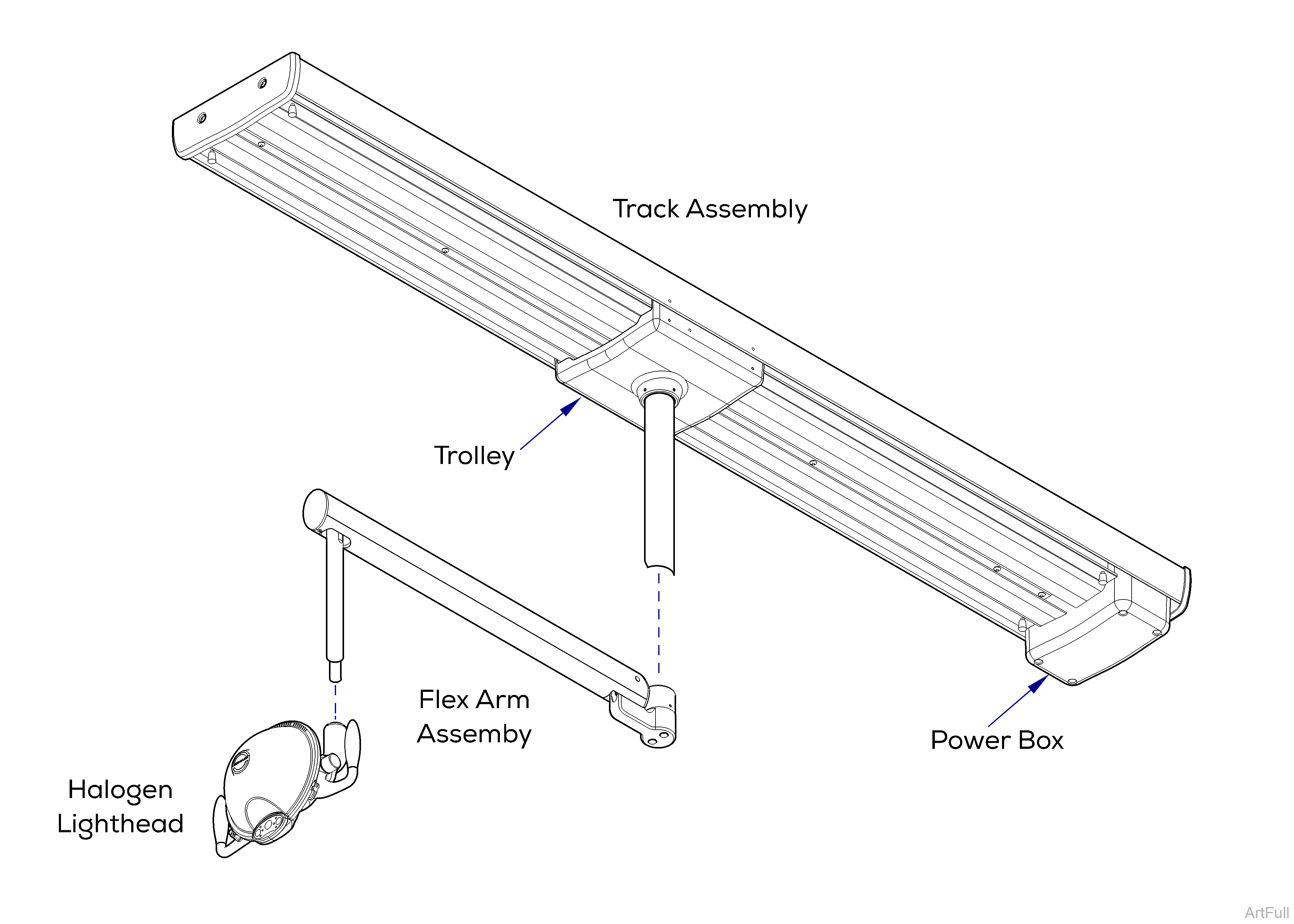 Track Mounted Dental Halogen Light