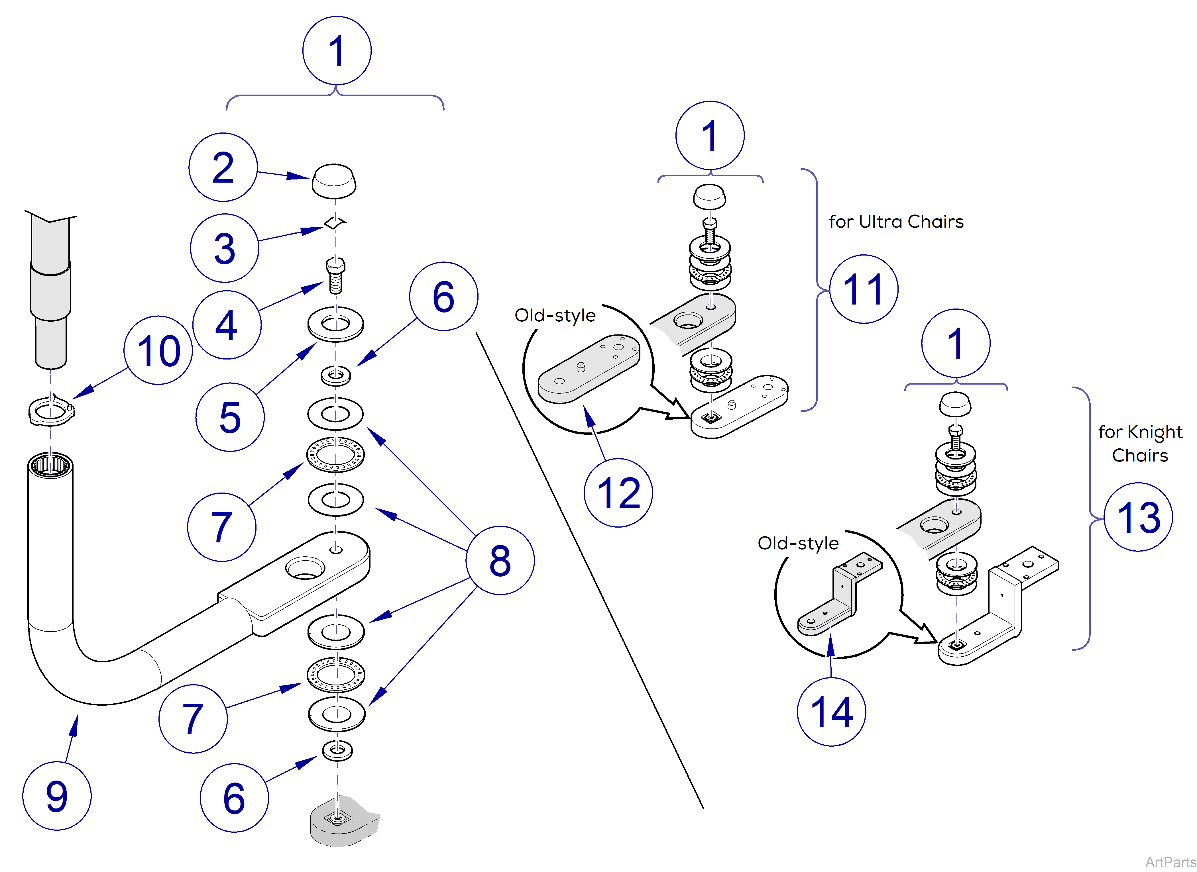 LR Lower Arm: Ultra / Knight chairs