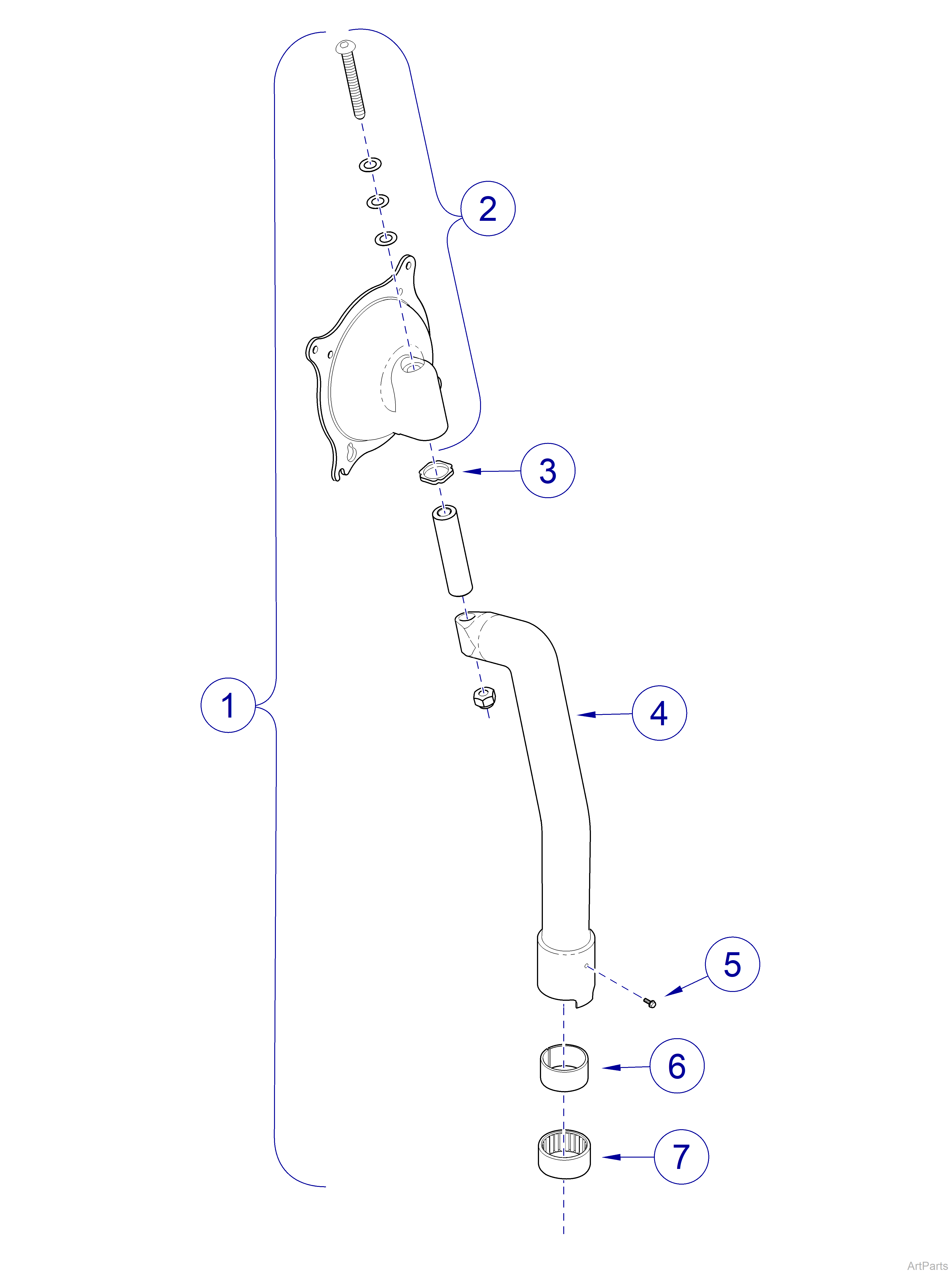 153762 Short Curved Support Arm