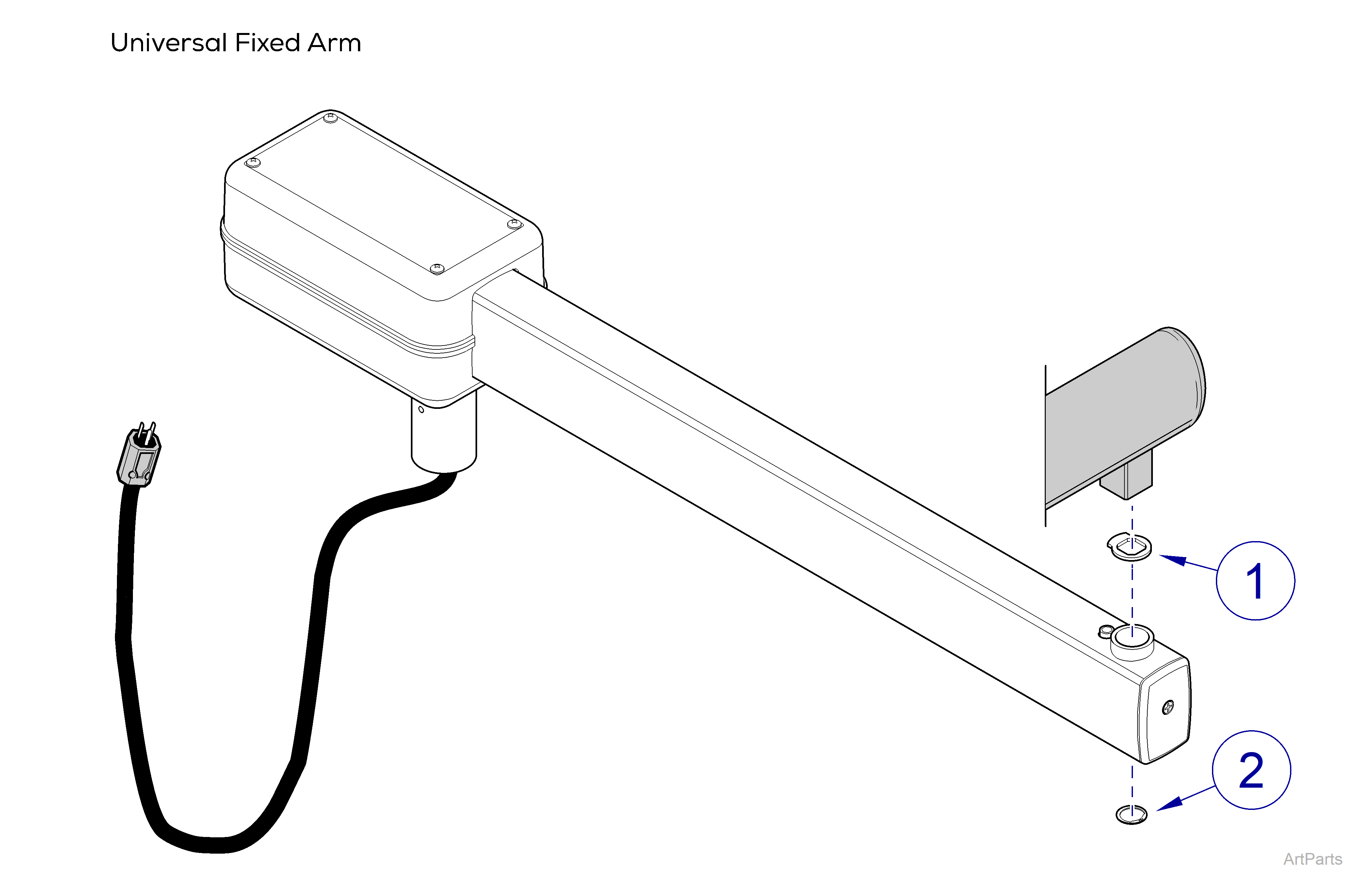 Universal Mounted Lights, Universal Fixed Arm Assembly 153639