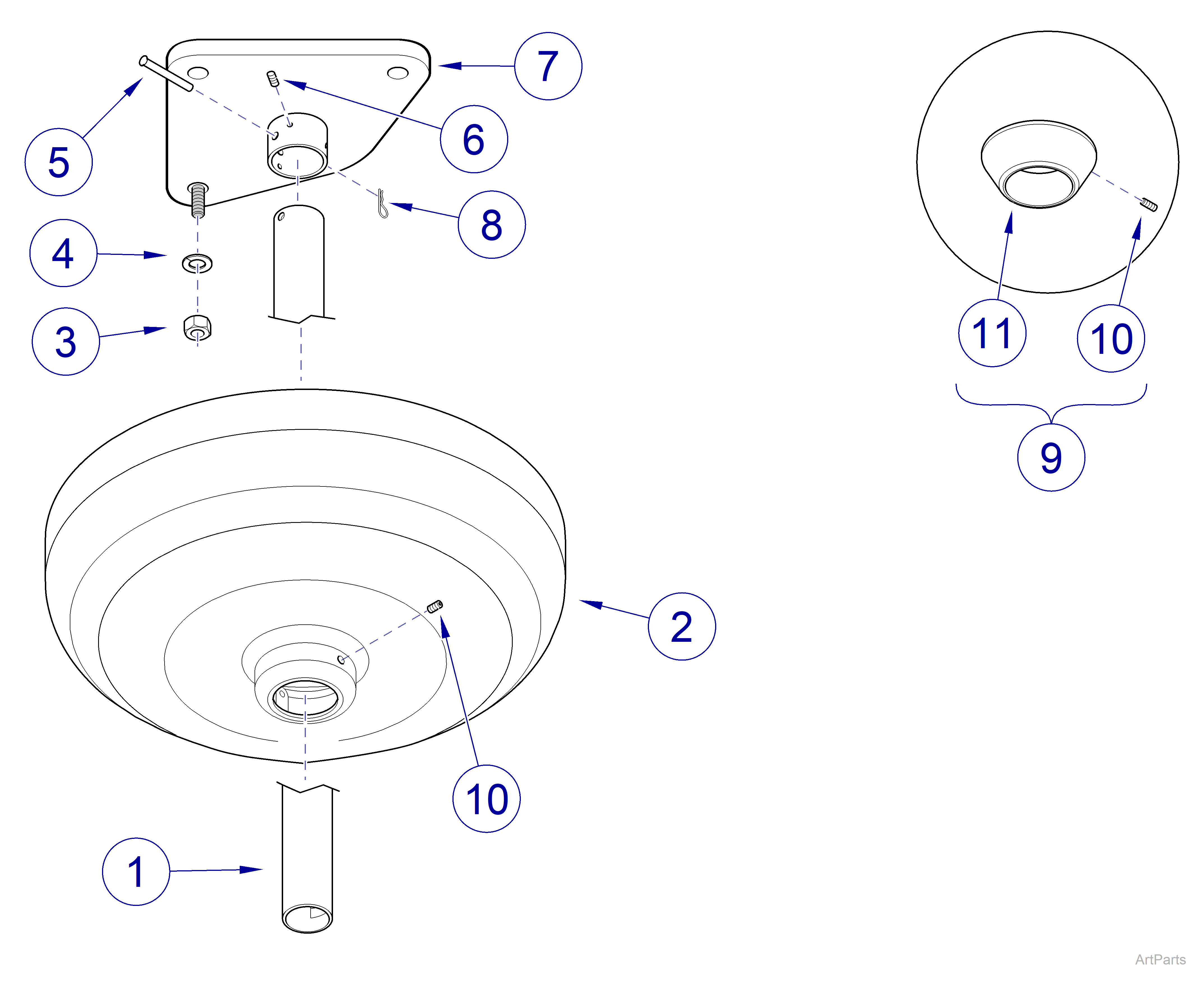 Midmark® Dental Lights Ceiling Mount / Fixed Arm- Ceiling Cover / Suspension Tubes