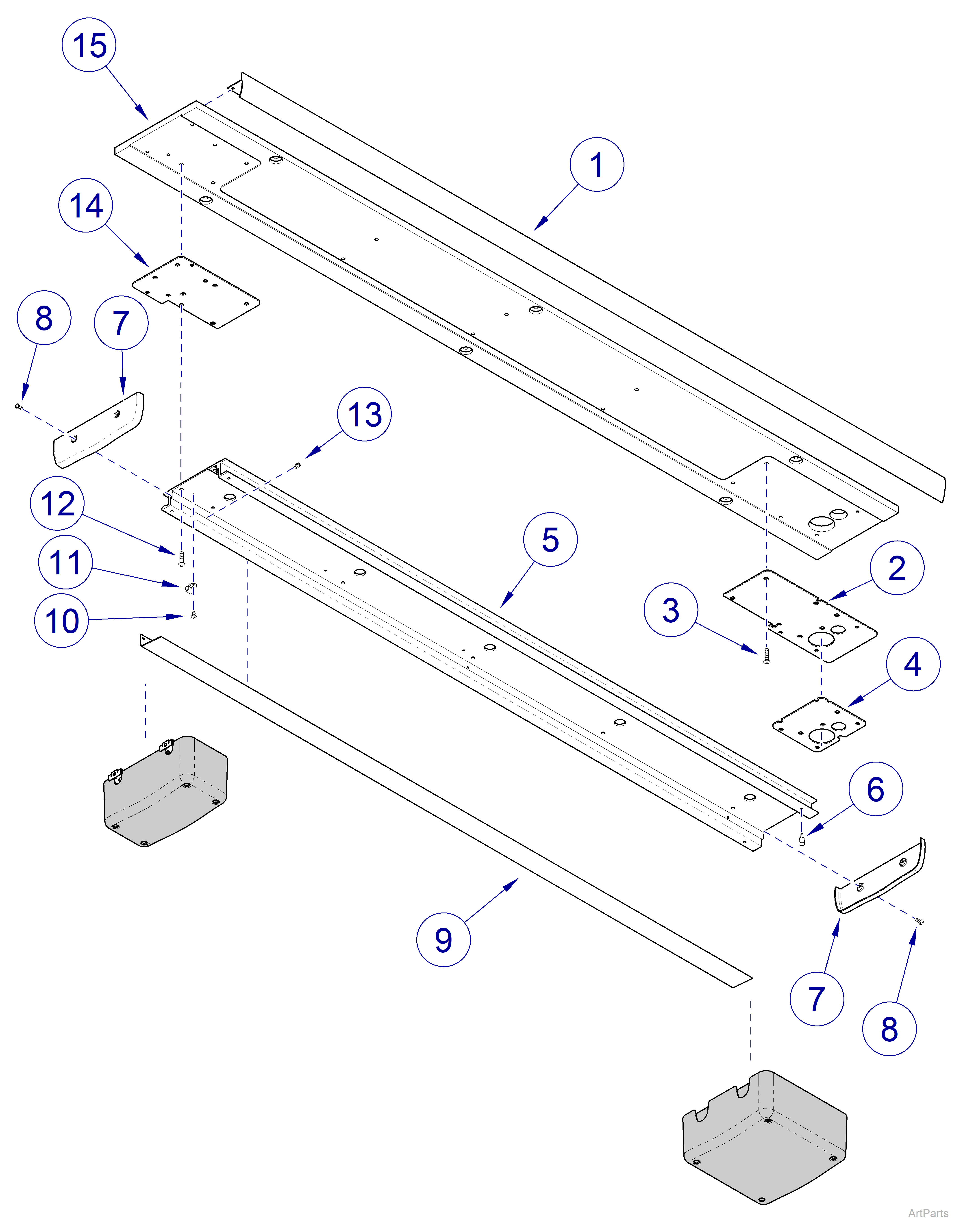 Track Mounted Lights w/ Monitor, Track Assembly