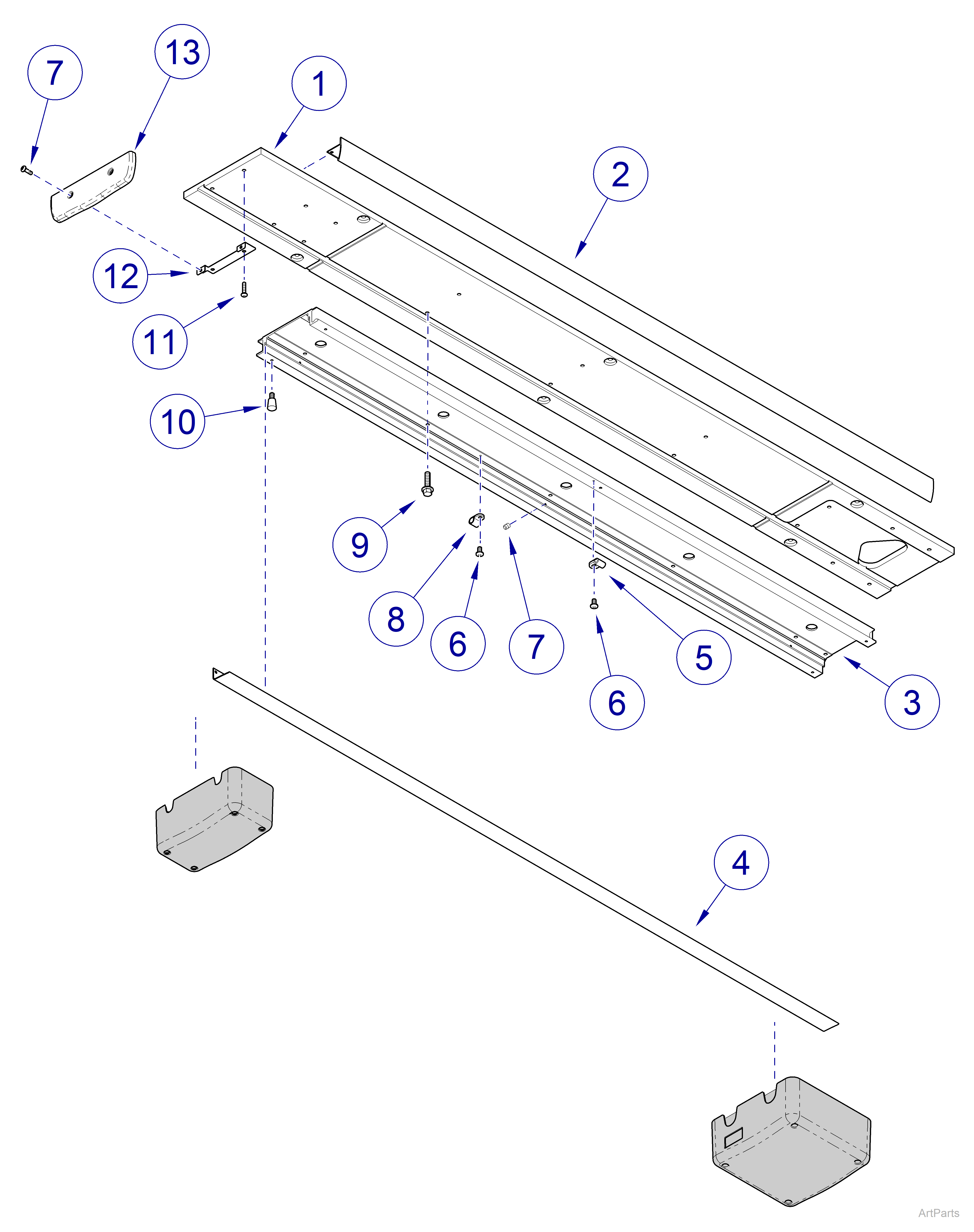 Track Mounted Lights w/ Monitor, Track Assembly