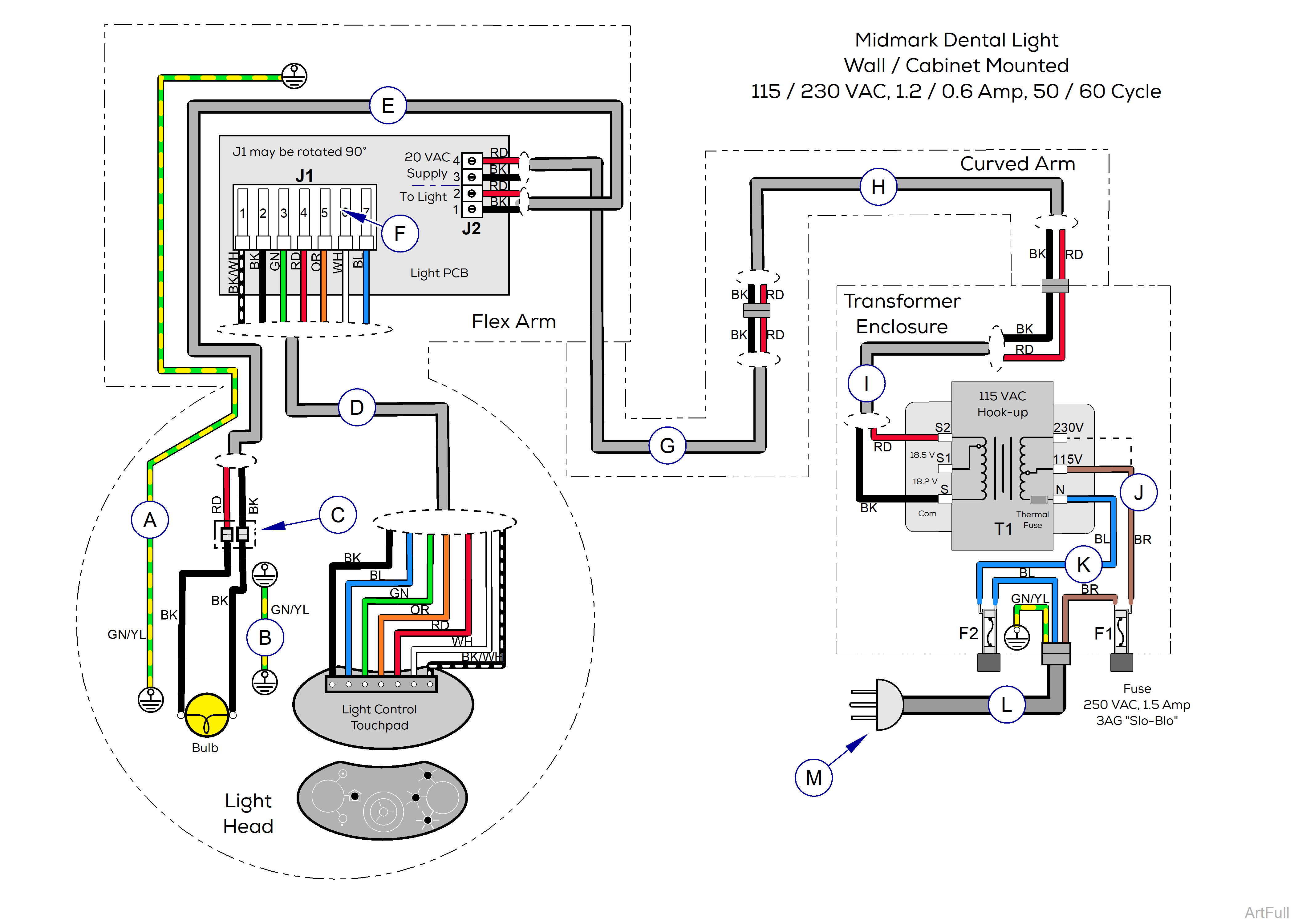 Midmark® Dental Halogen Light Wiring Diagram