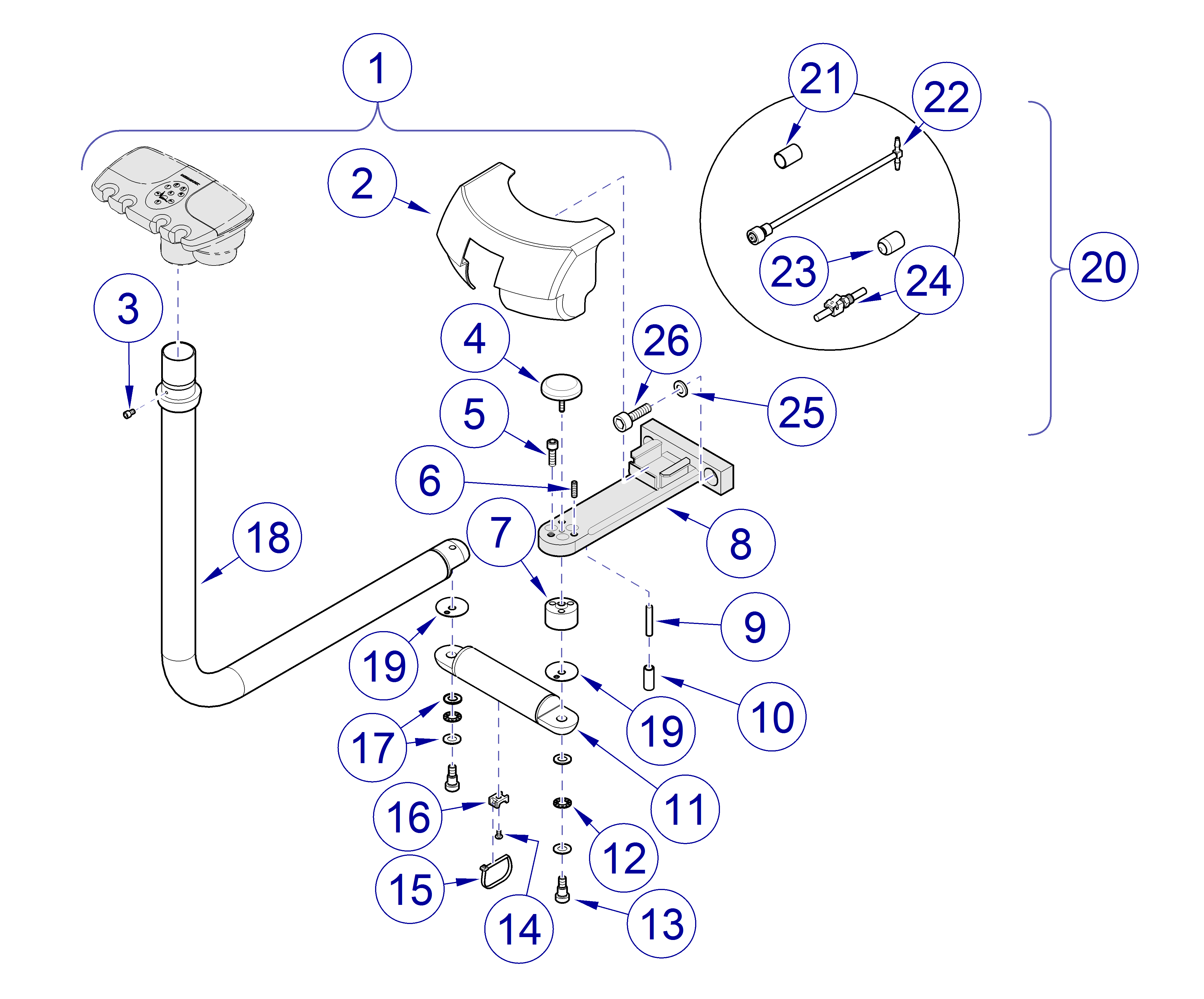 Procenter Delivery Systems Rear Mtd. Assistant’s Arm (Ultra Chair)