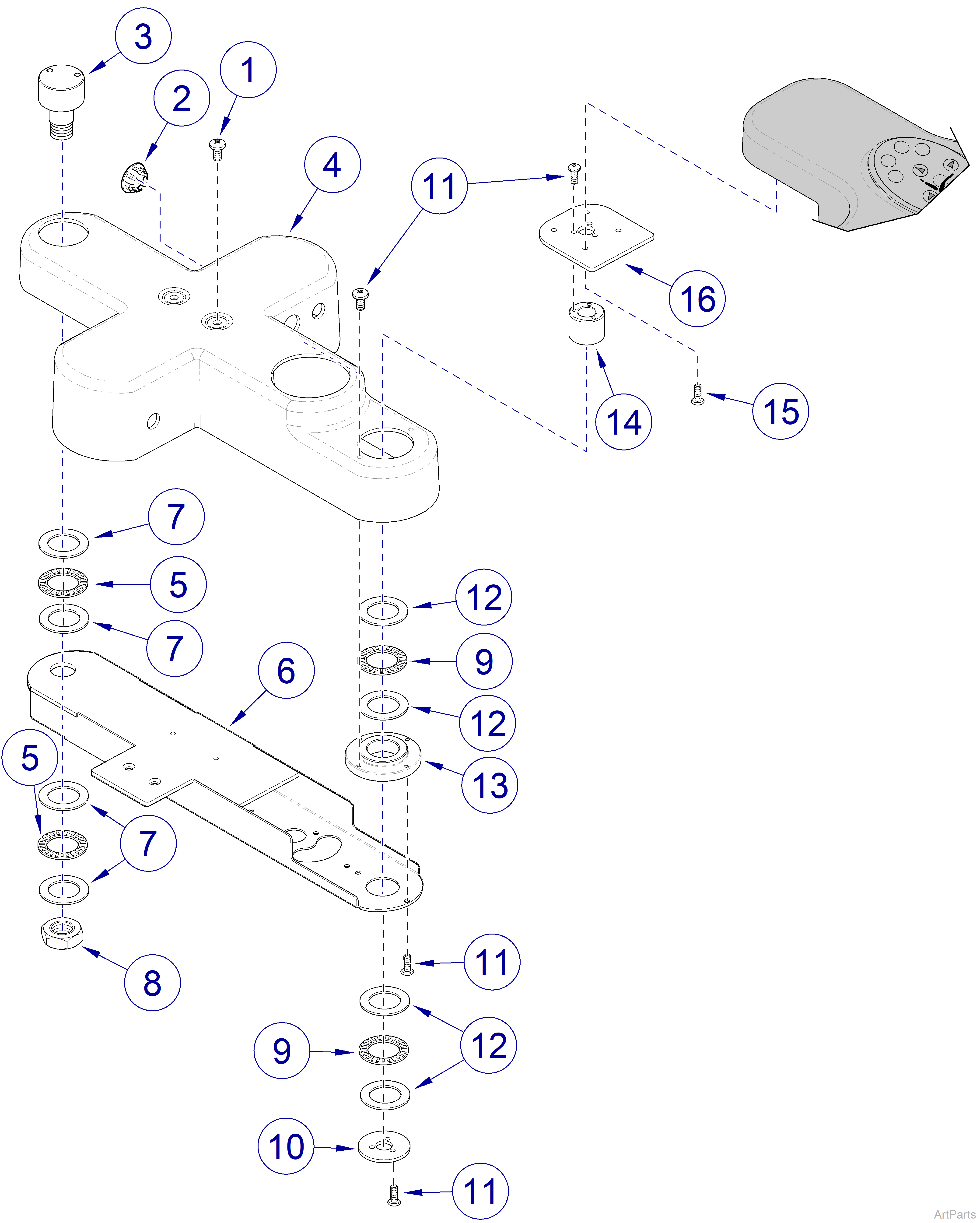 Procenter Assistant's Unit Housing and Mounting Components  for12:00 and FTC systems