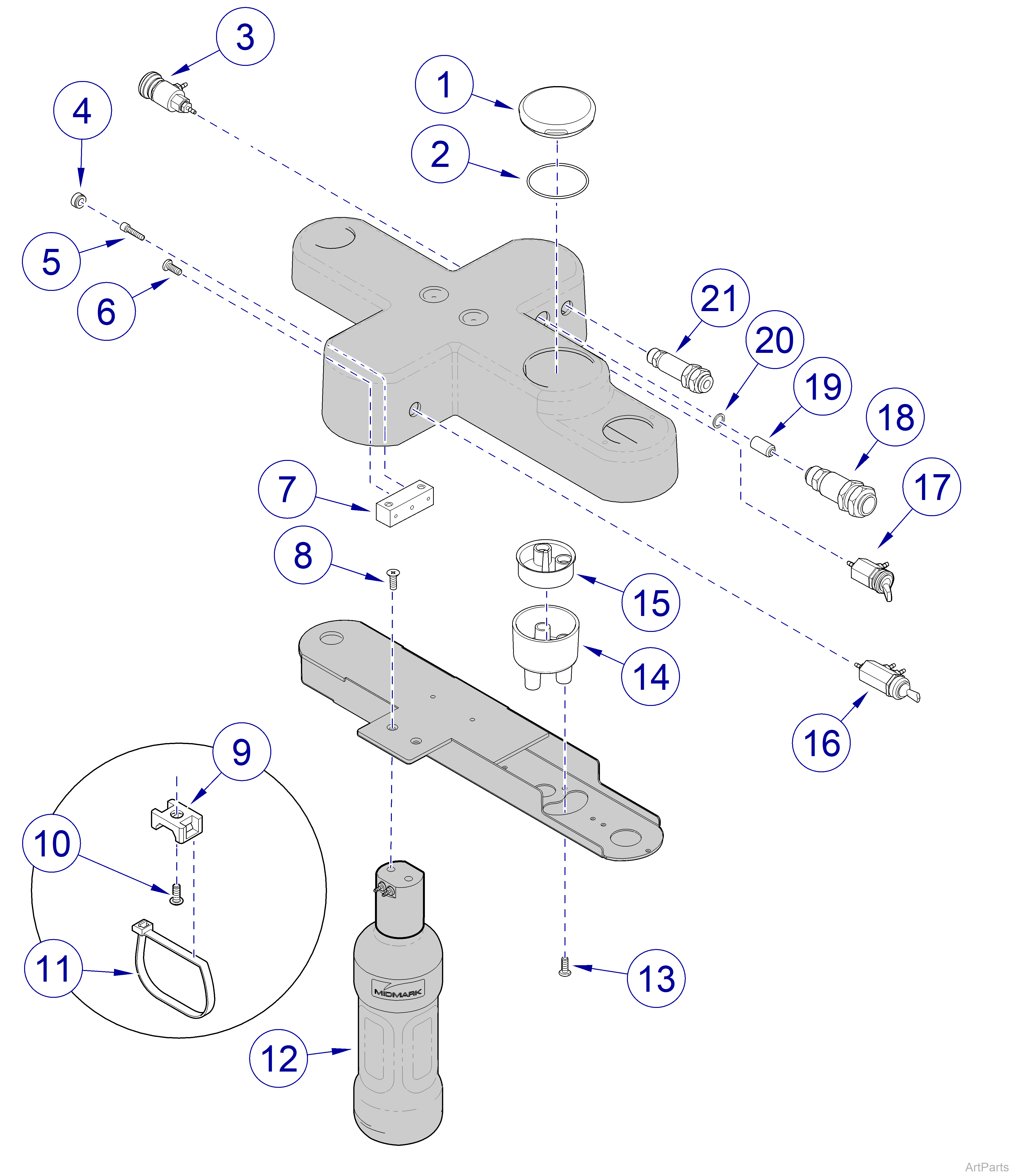 Procenter Assistant's Unit Housing and Mounting Components  for12:00 and FTC systems