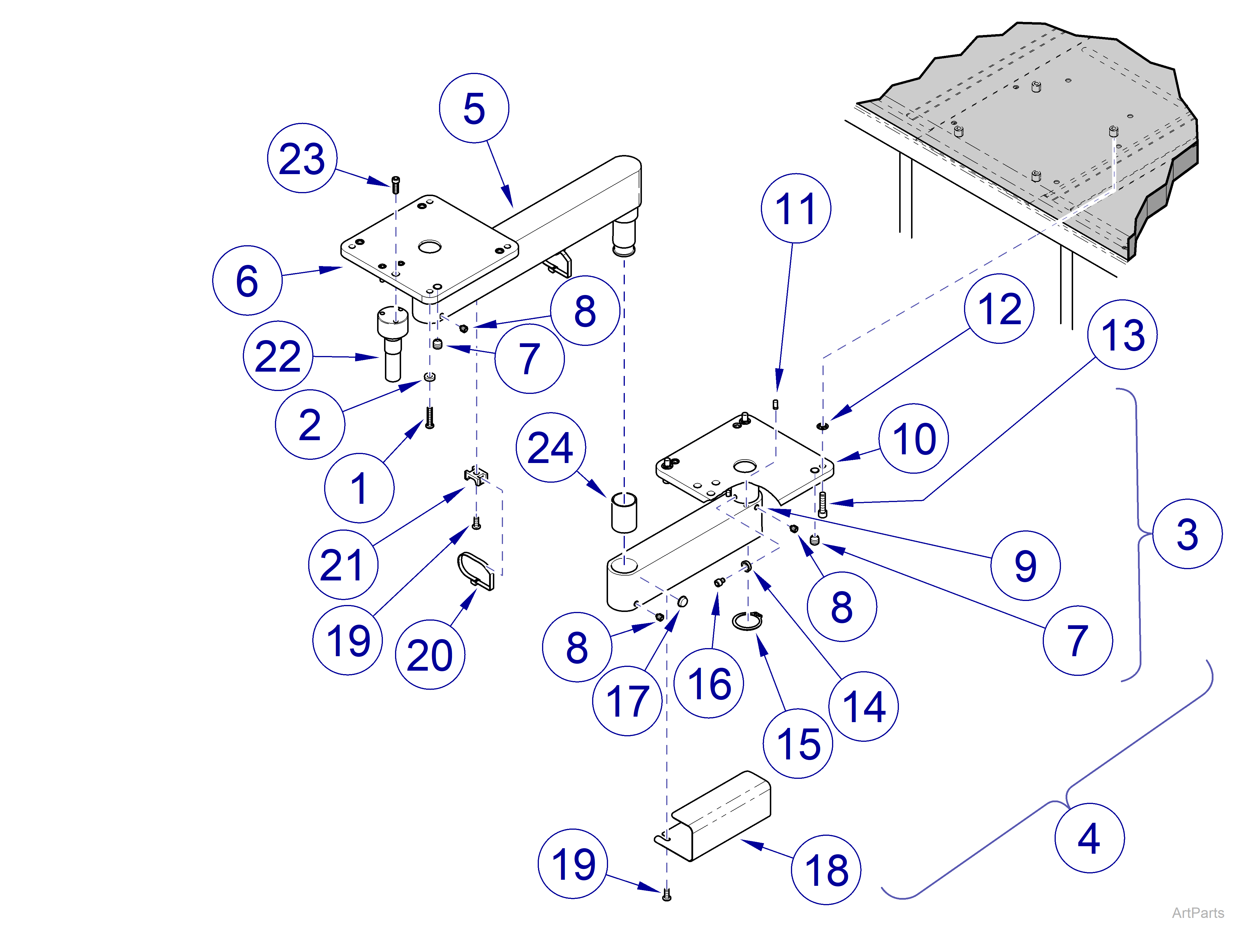 Procenter Cabinet mount Arm for 12:00 and FTC