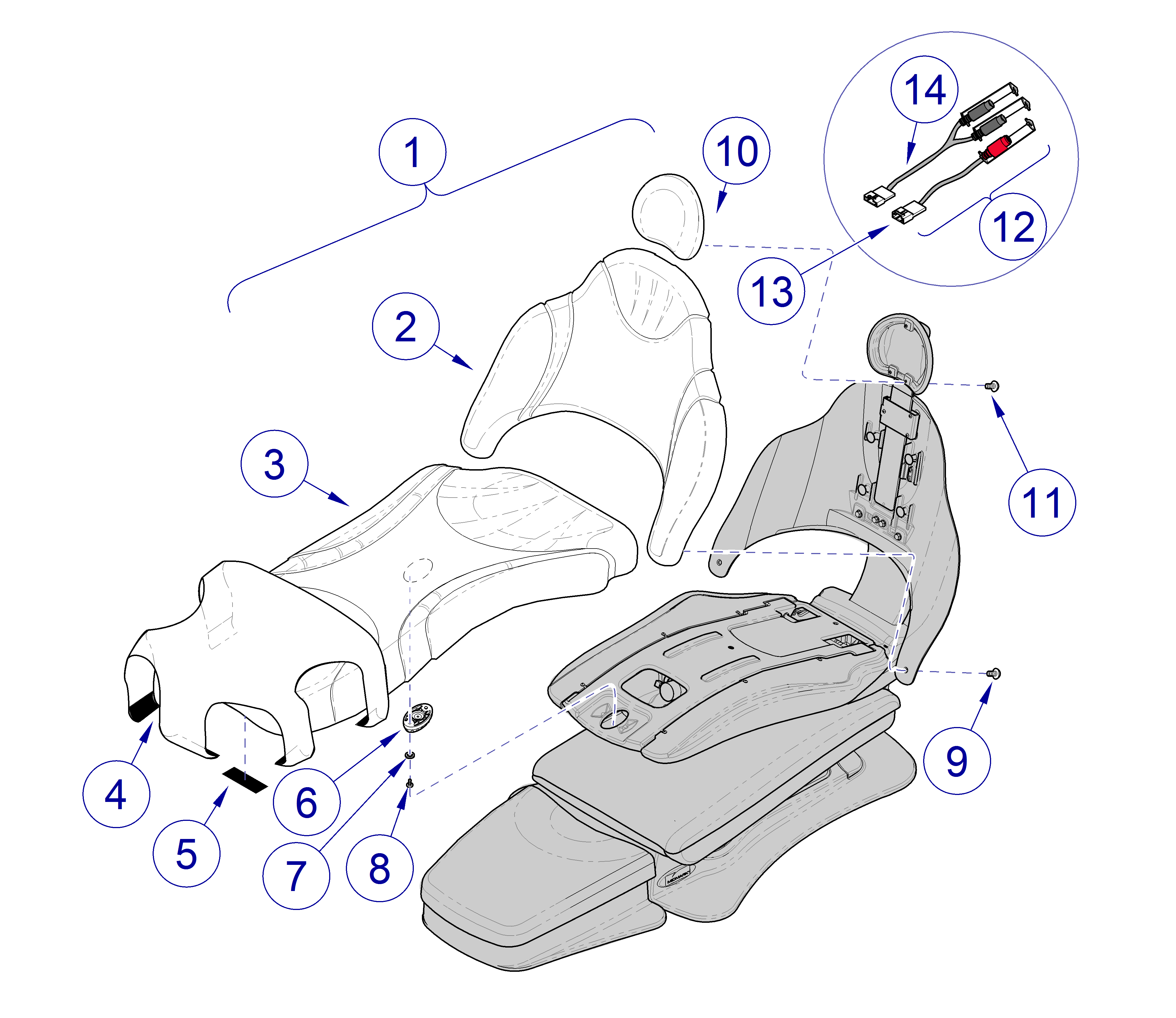 Elevance® Dental Chair Upholstery - Plush and Ultra Two-Tone w/ SerenEscape Heat and Massage