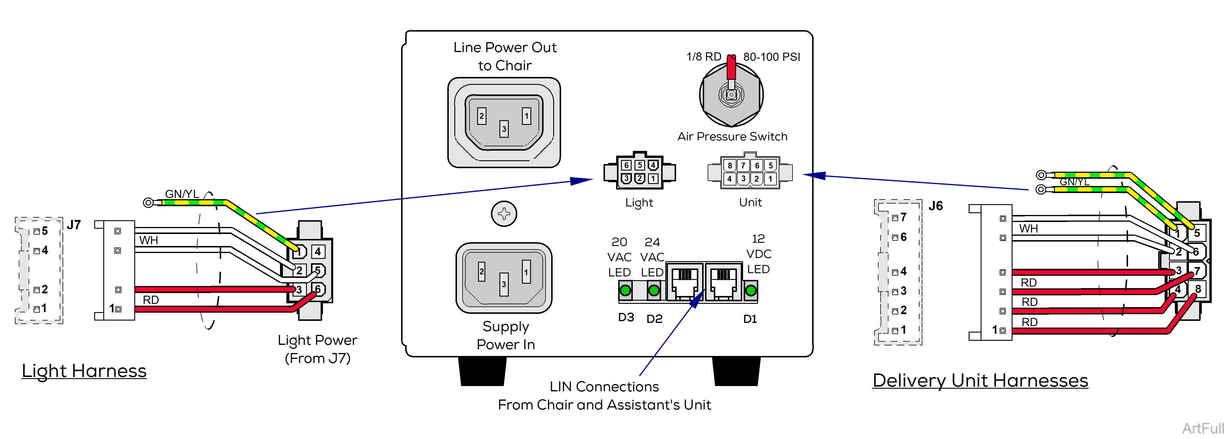 Power SupplyWiring Diagram for Model 153808 Assembly End View