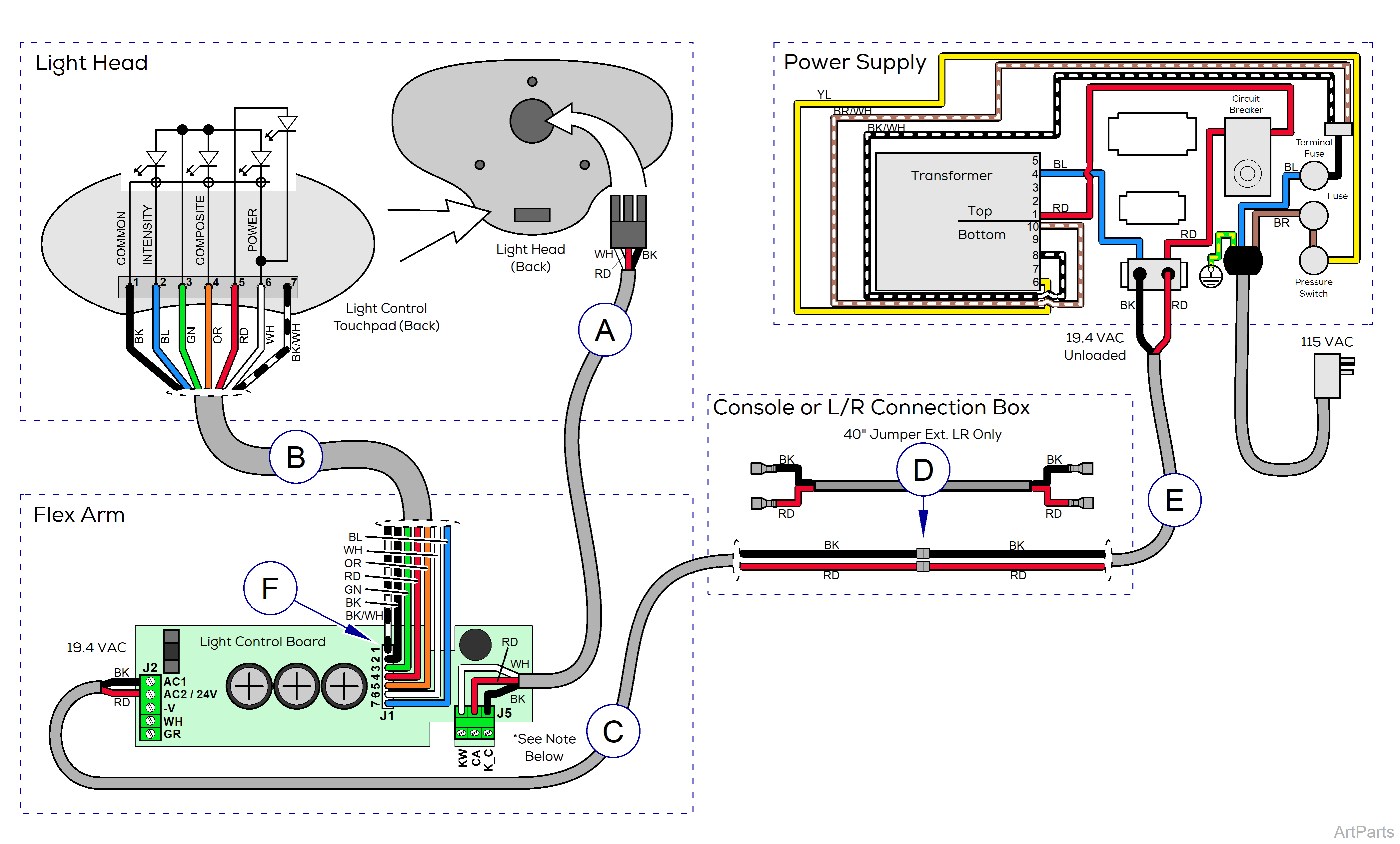 Midmark® Dental LED Light Wiring Diagram