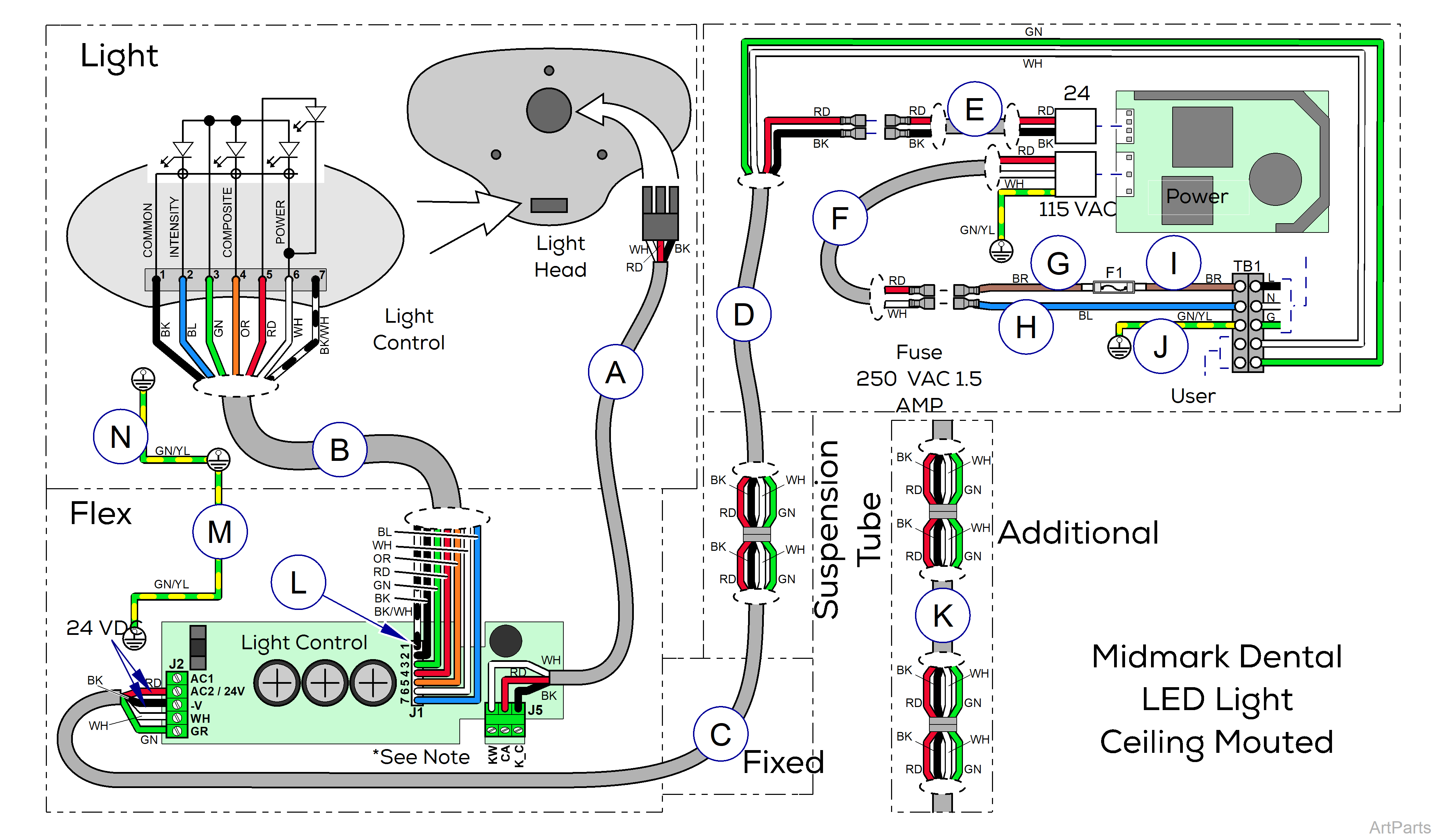 Midmark® Dental LED Light Wiring Diagram