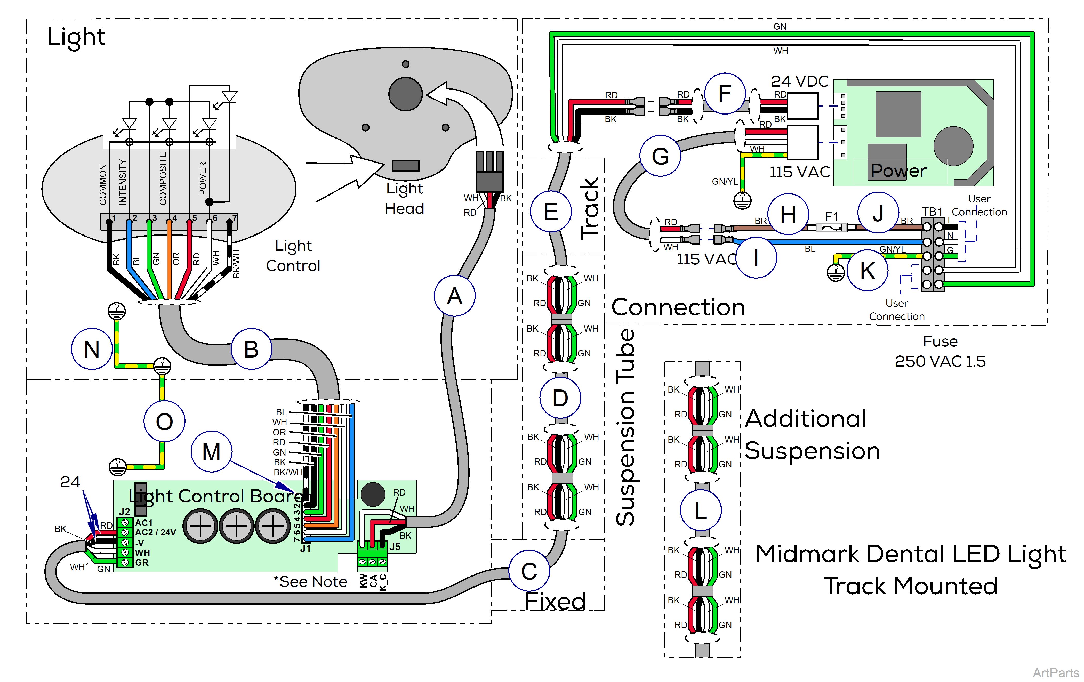 Midmark® Dental LED Light Wiring Diagram