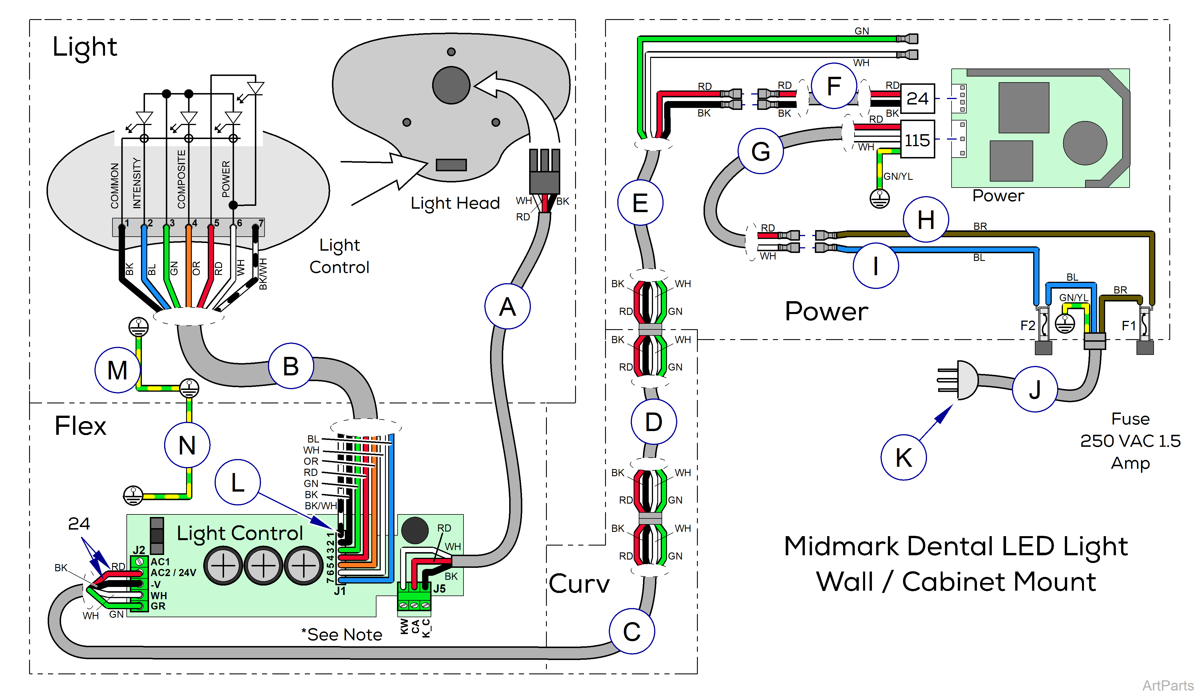 Midmark® Dental LED Light Wiring Diagram