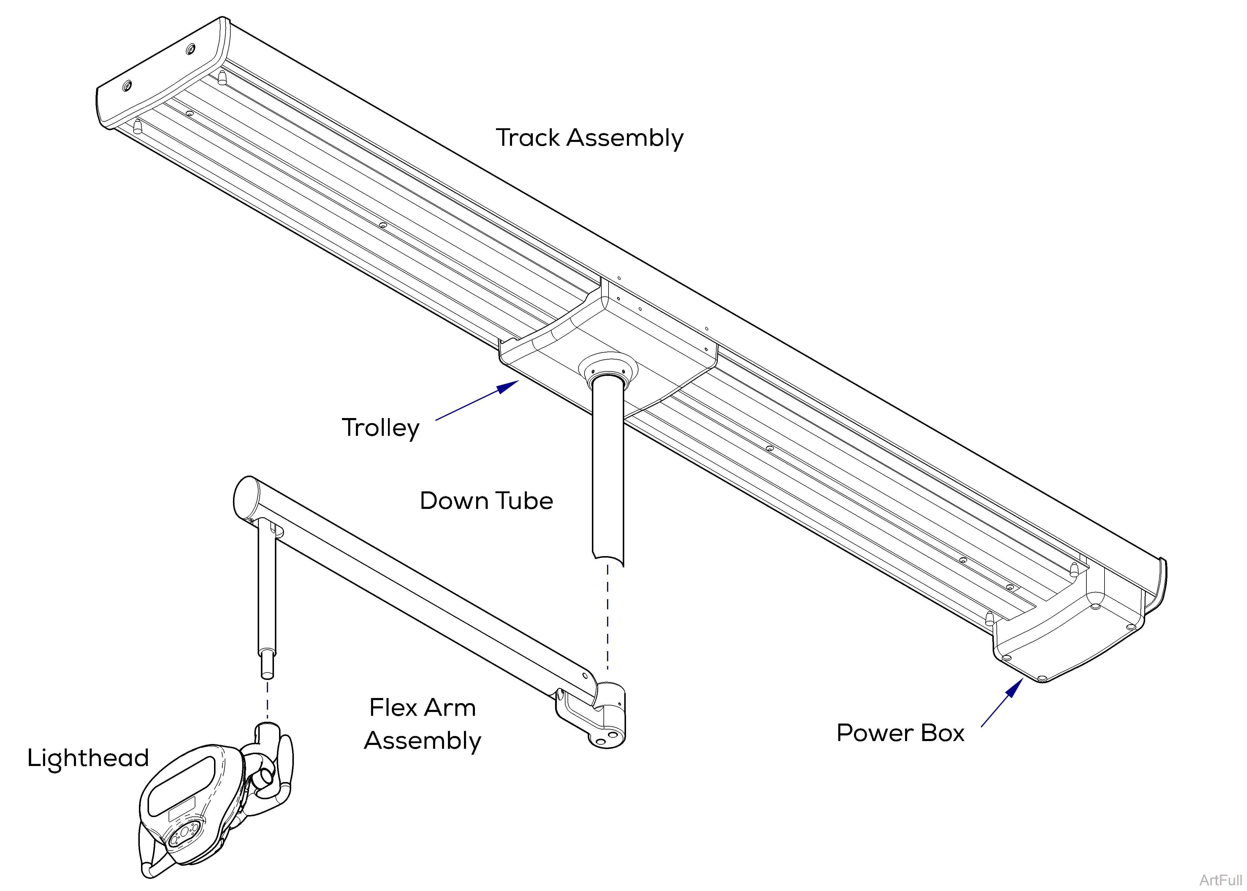 Track Mounted Dental Light