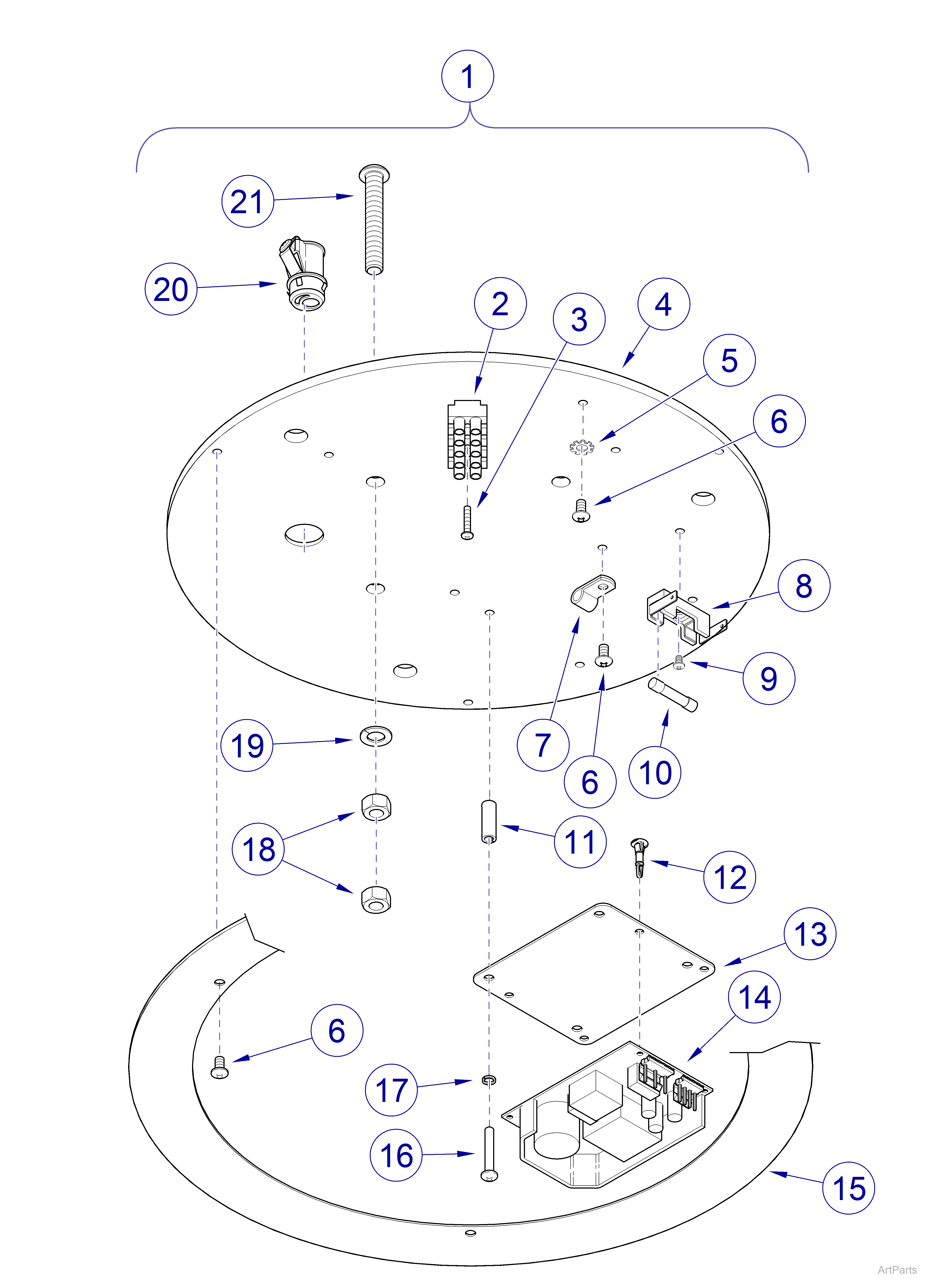 Ceiling Mount / Fixed Arm- Ceiling Plate