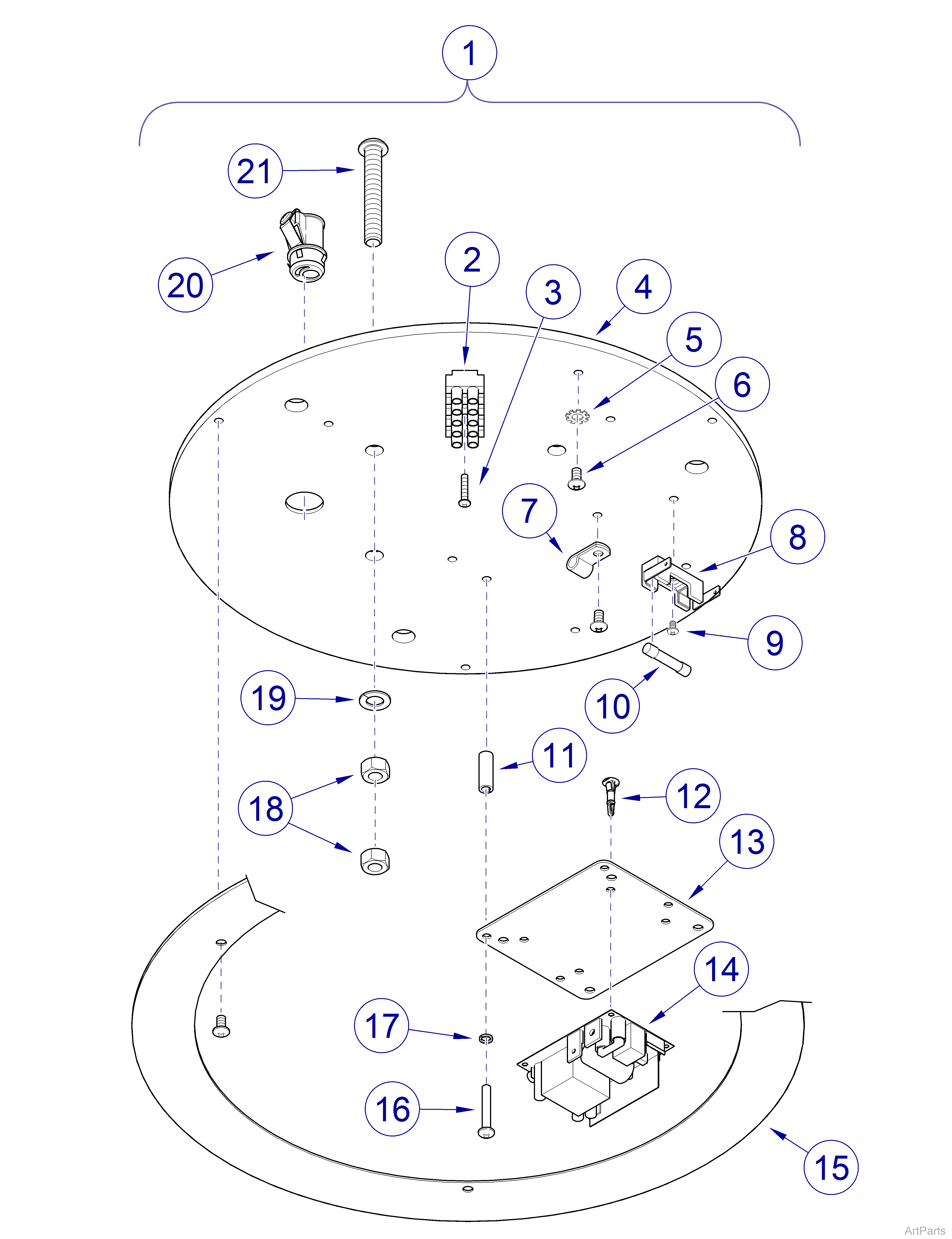 Ceiling Mount / Fixed Arm- Ceiling Plate