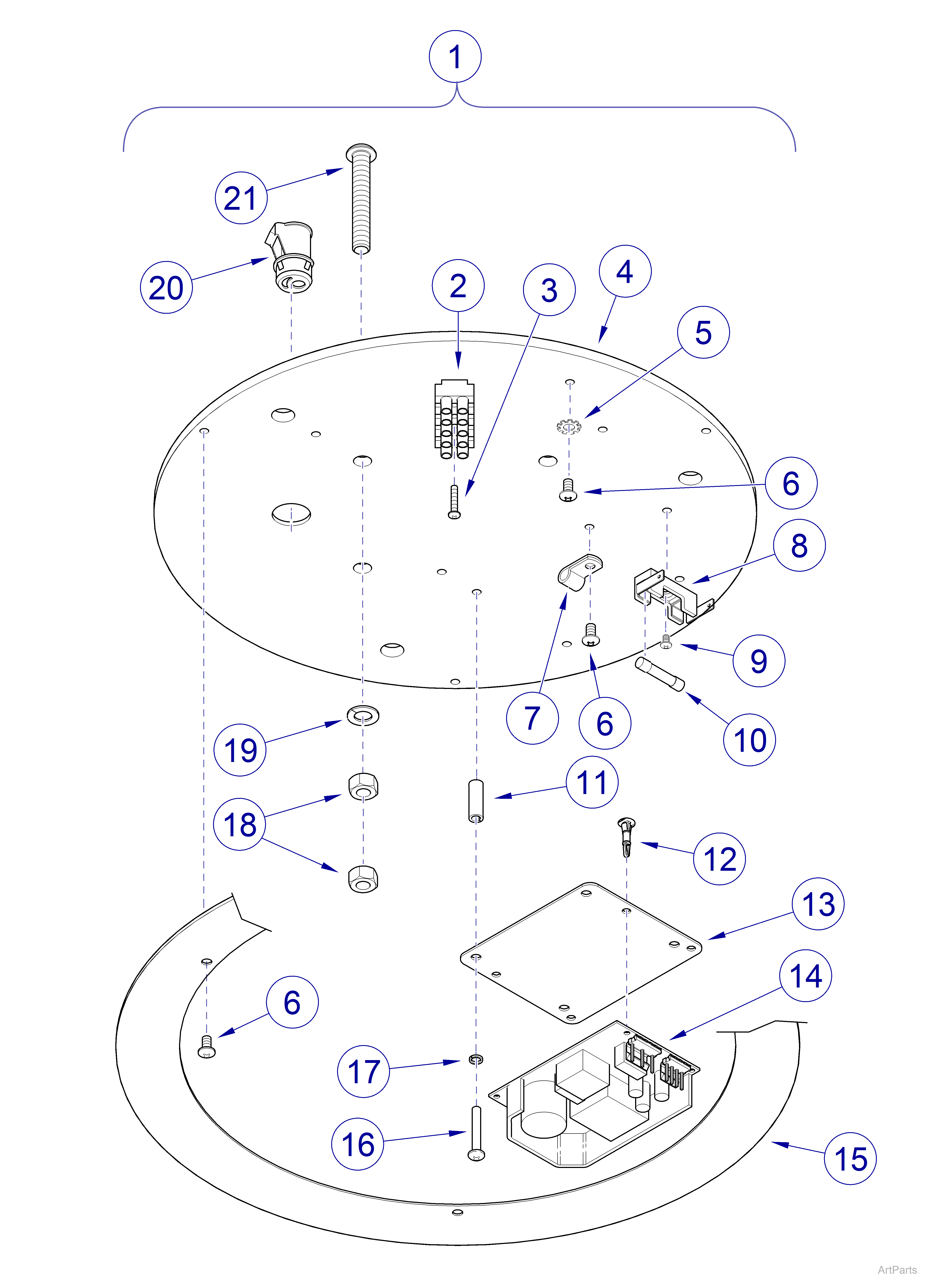  Ceiling Mount / Fixed Arm- Ceiling Plate