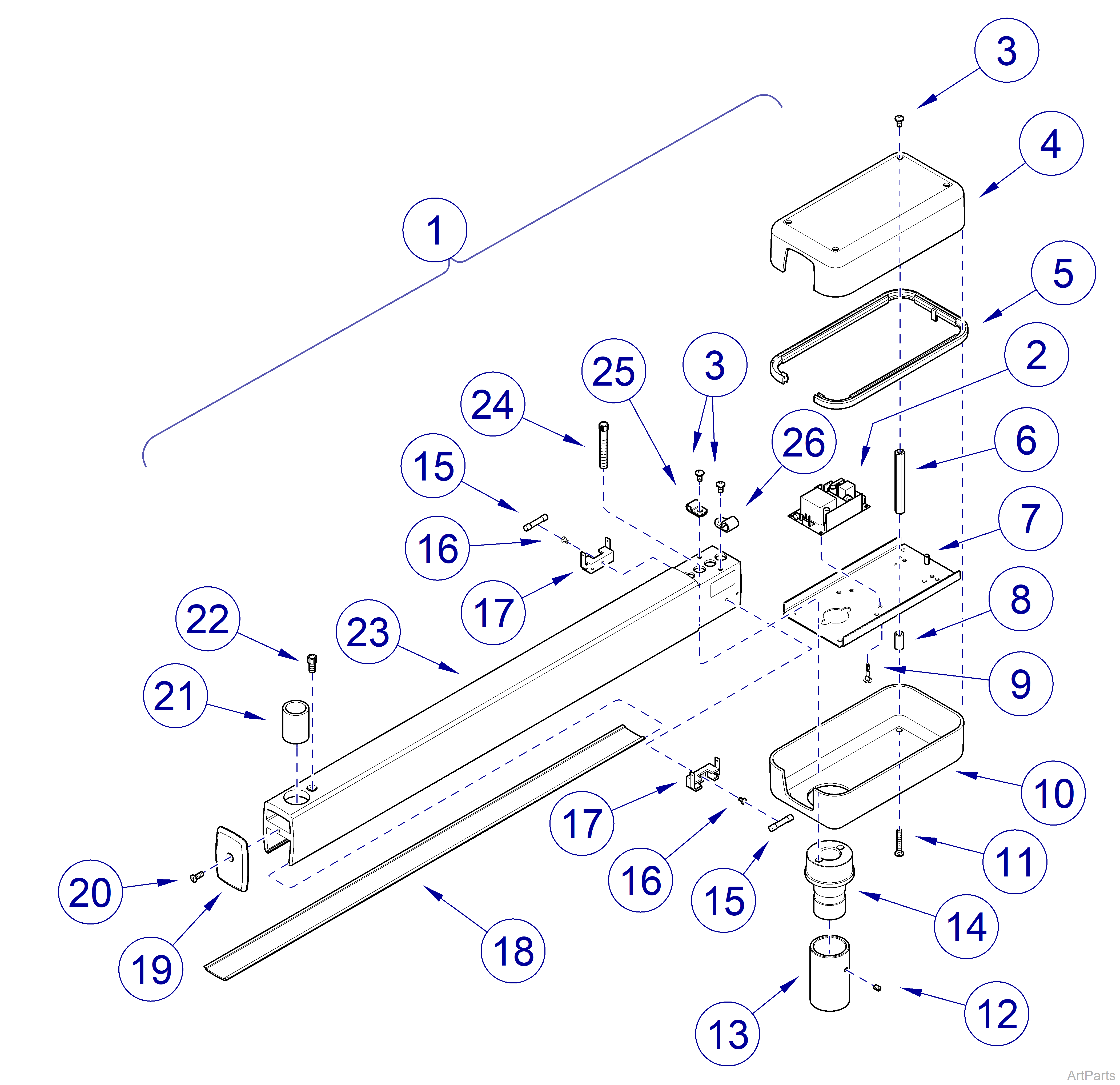 Universal Mounted Lights, Universal Fixed Arm Assembly 153904