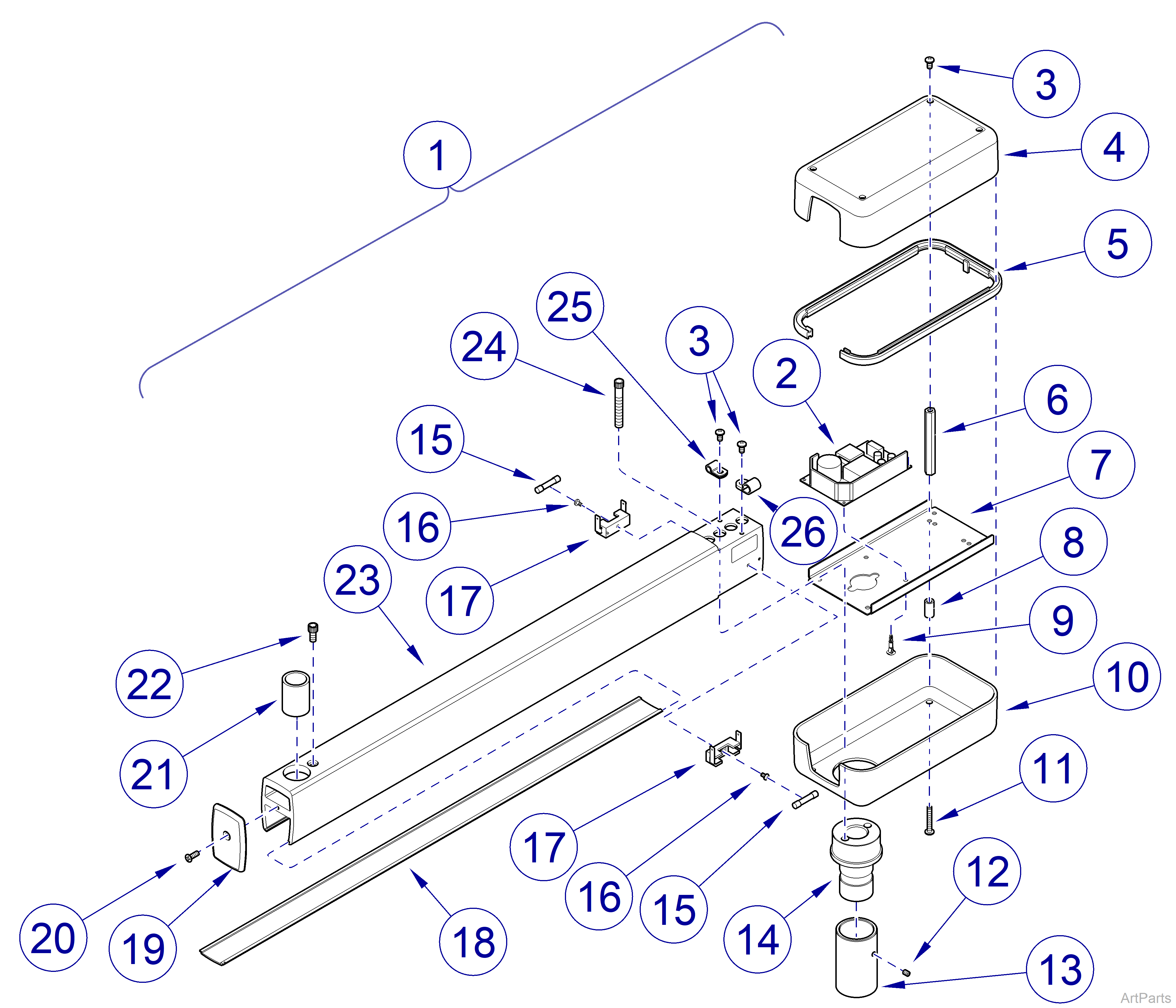 Universal Mounted Lights, Universal Fixed Arm Assembly 153904