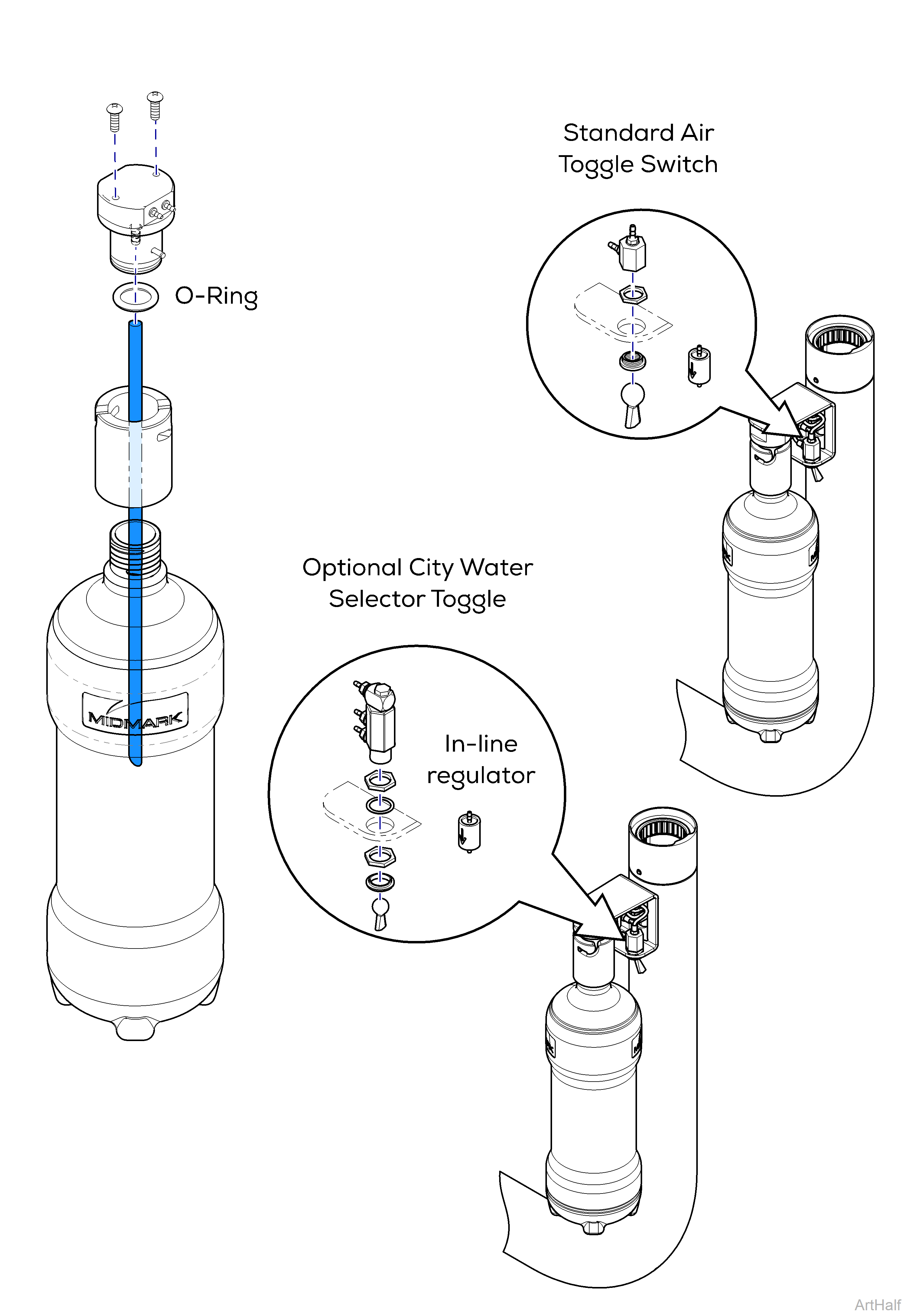 Water Bottle Selector/Toggle Switch