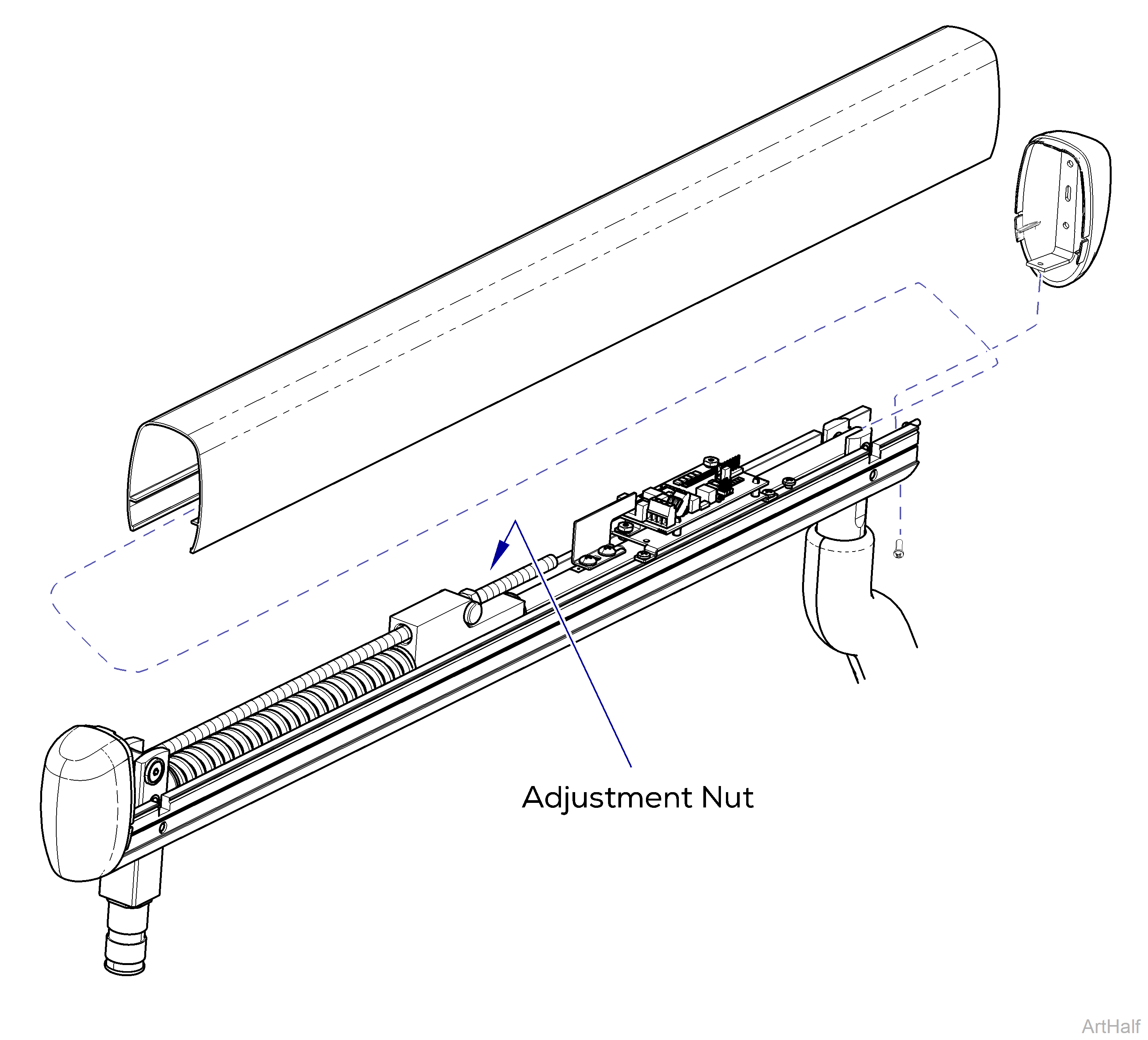 Midmark® Dental Halogen Light Flex Arm Tension Adjustment Diagram