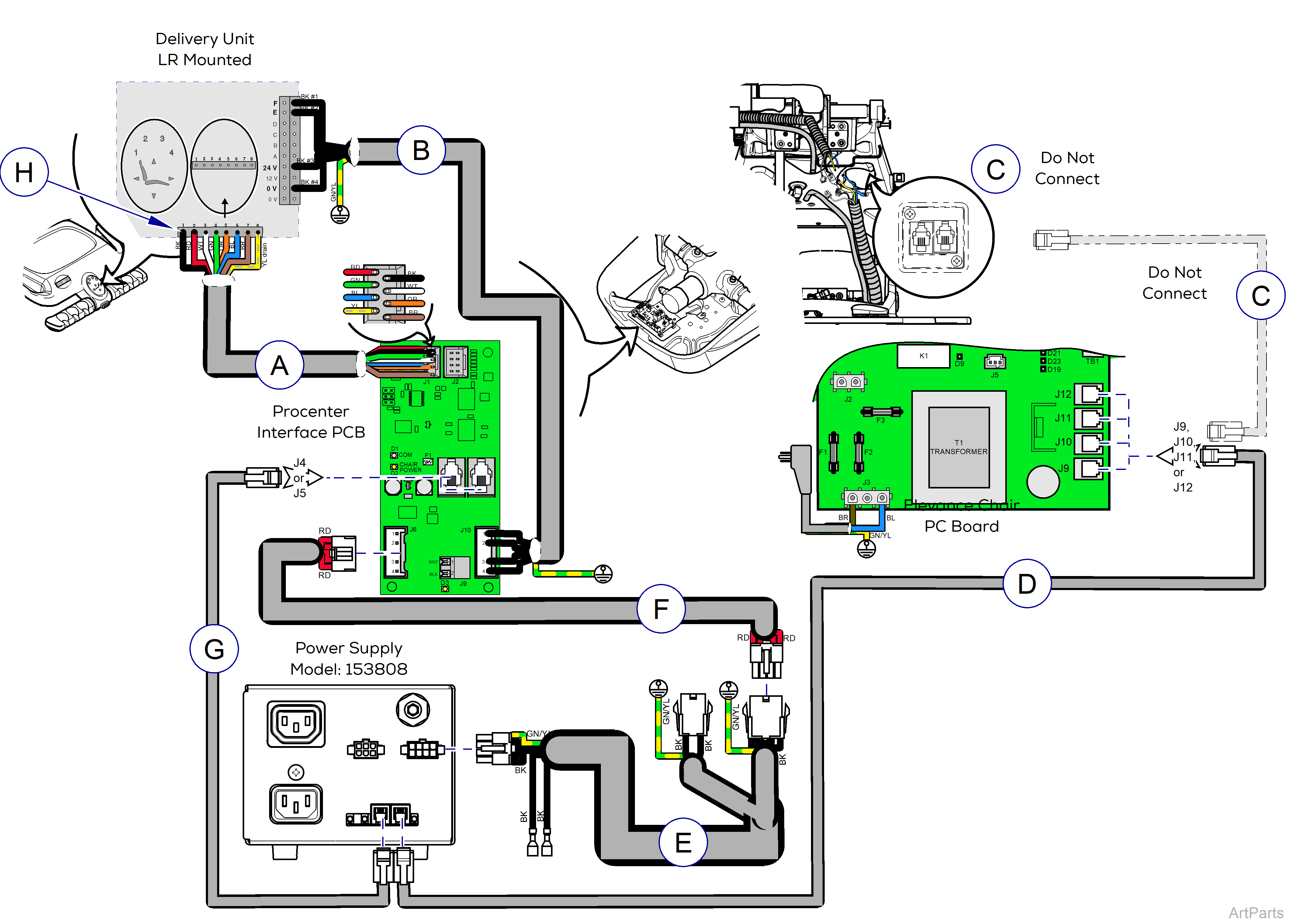 Procenter, Console/LR Mounted on Elevance® Chair Wiring Diagram