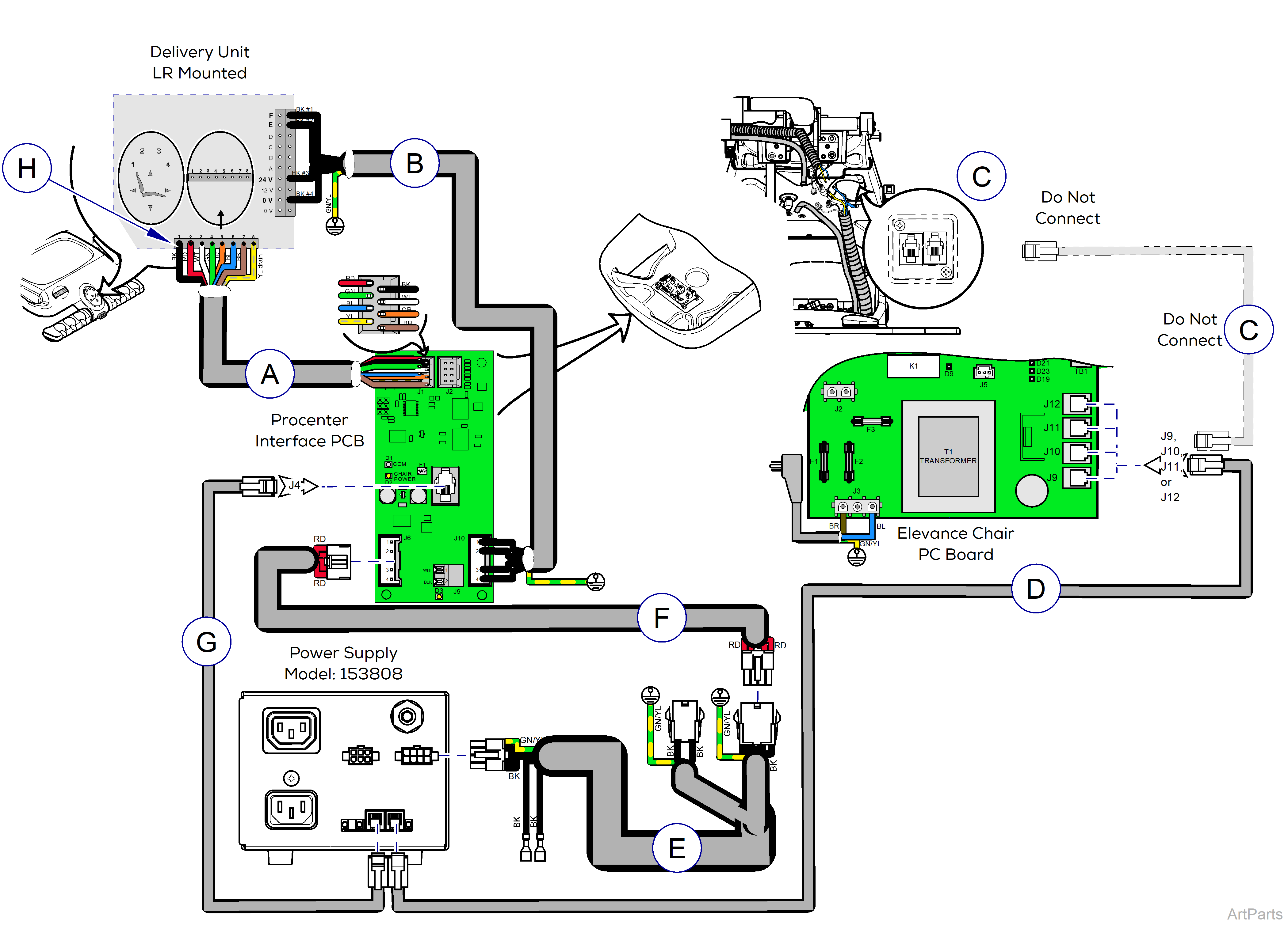 Procenter, Console/LR Mounted on Elevance® Chair Wiring Diagram