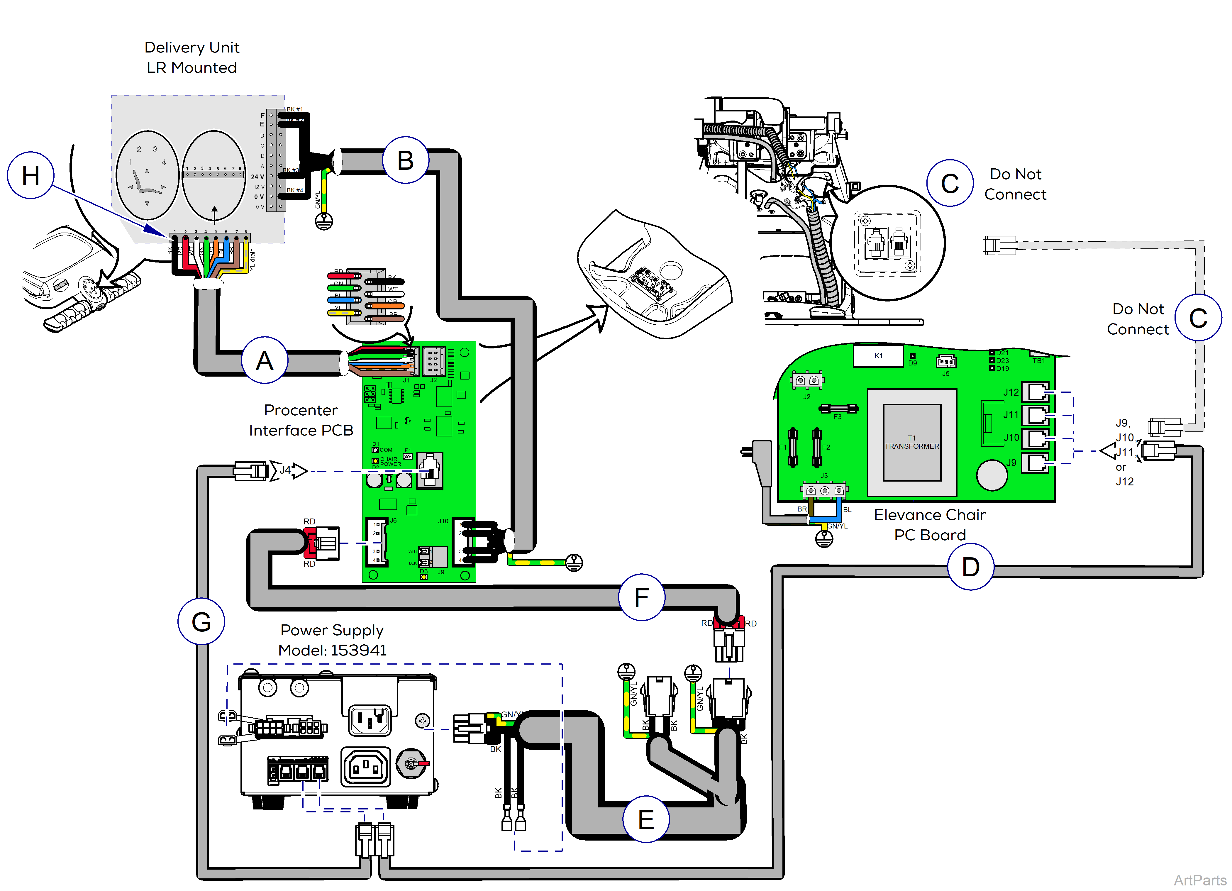 Procenter, Console/LR Mounted on Elevance® Chair Wiring Diagram