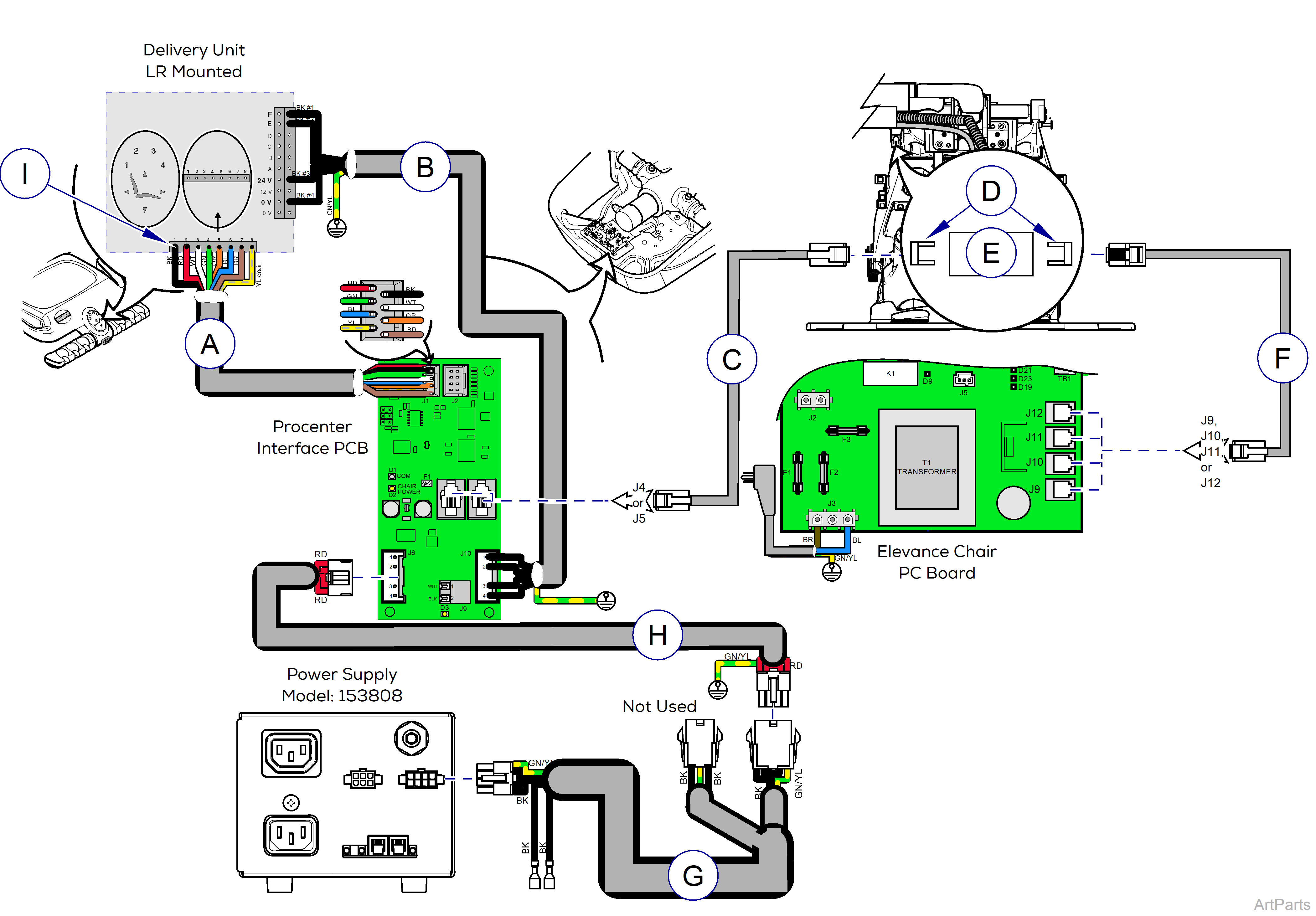 Procenter, Console/LR Mounted on Elevance® Chair Wiring Diagram