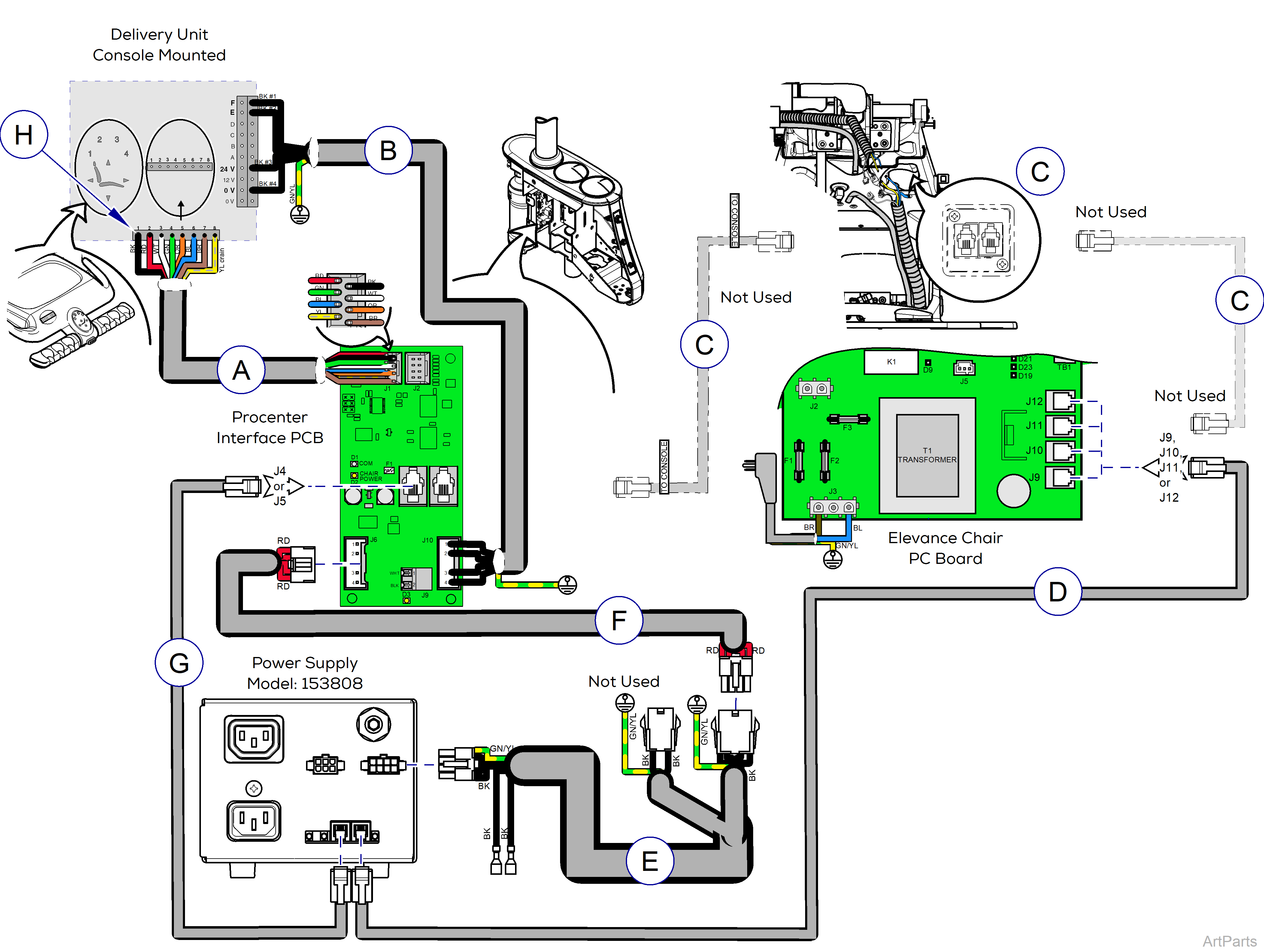 Procenter, Console/LR Mounted on Elevance® Chair Wiring Diagram