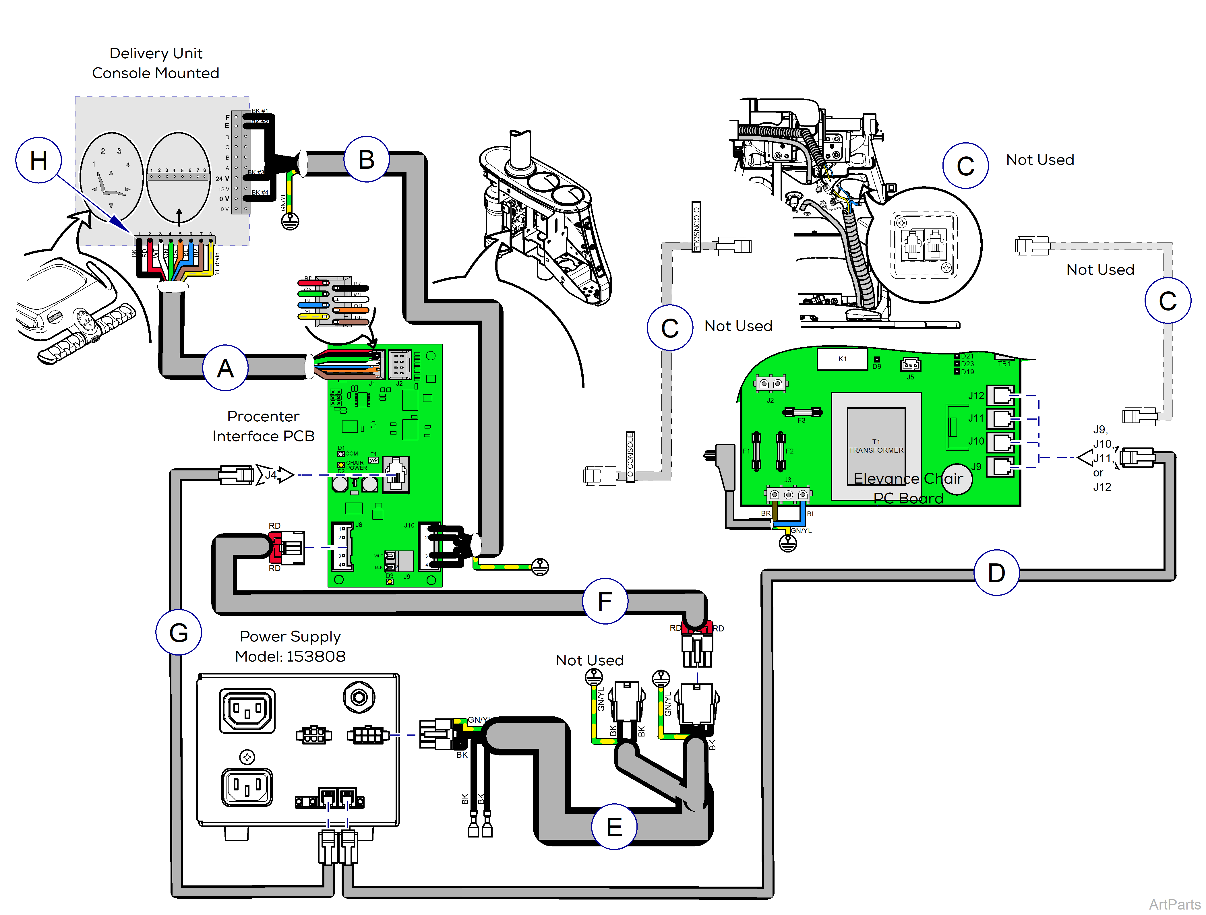 Procenter, Console/LR Mounted on Elevance® Chair Wiring Diagram