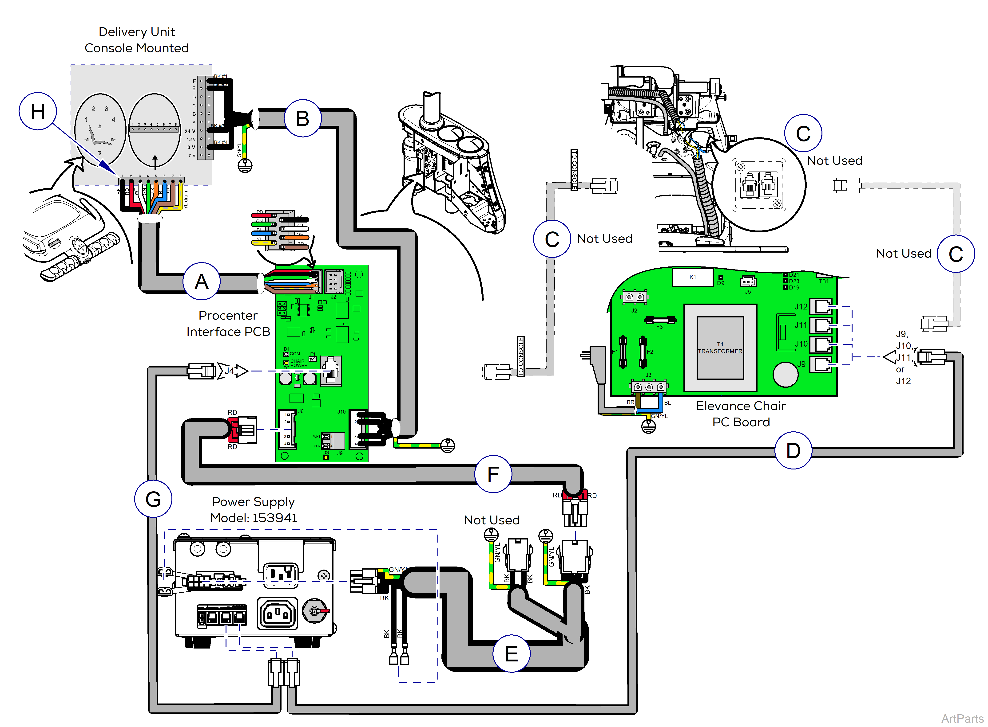 Procenter, Console/LR Mounted on Elevance® Chair Wiring Diagram