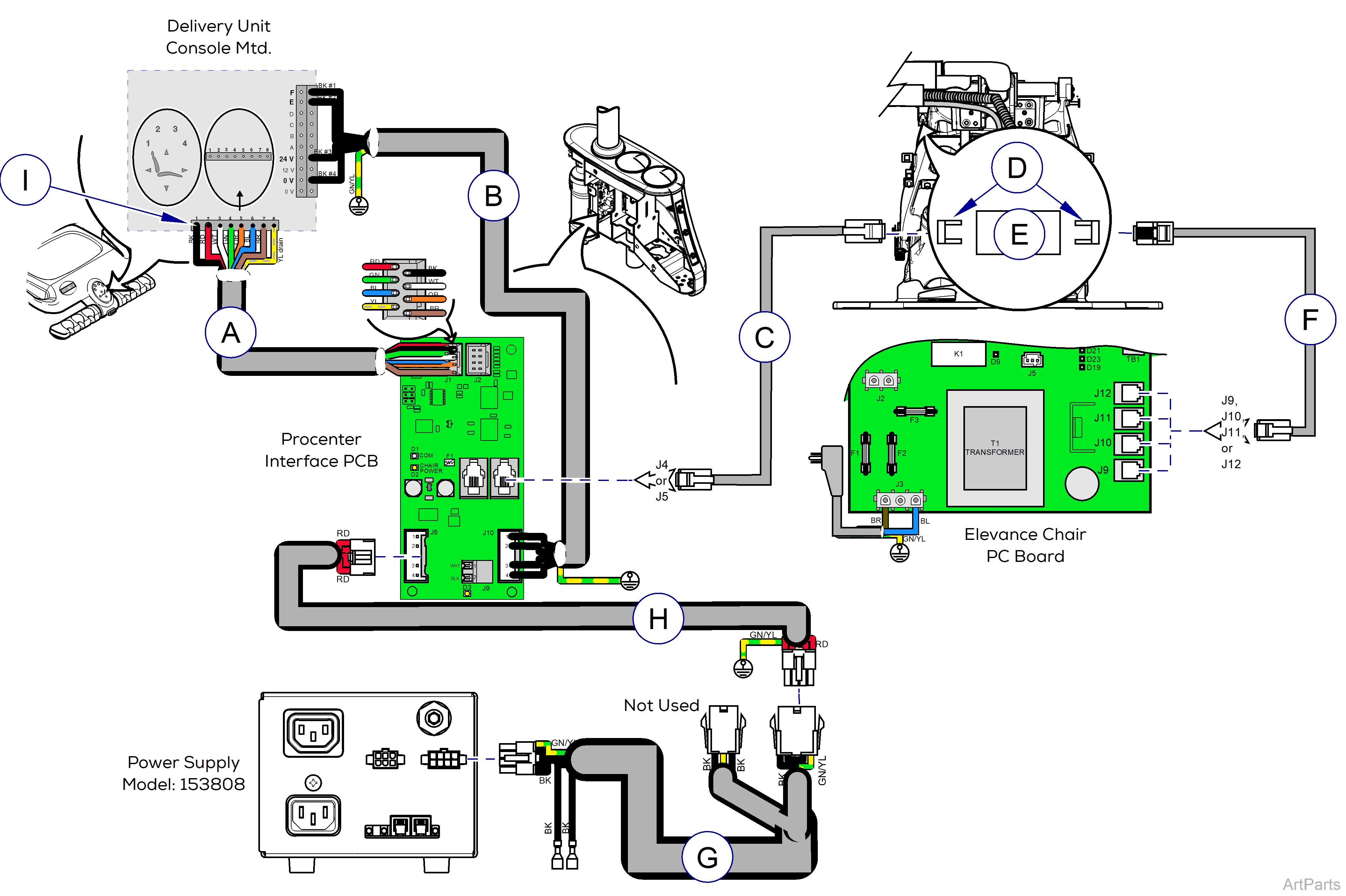 Procenter, Console/LR Mounted on Elevance® Chair Wiring Diagram